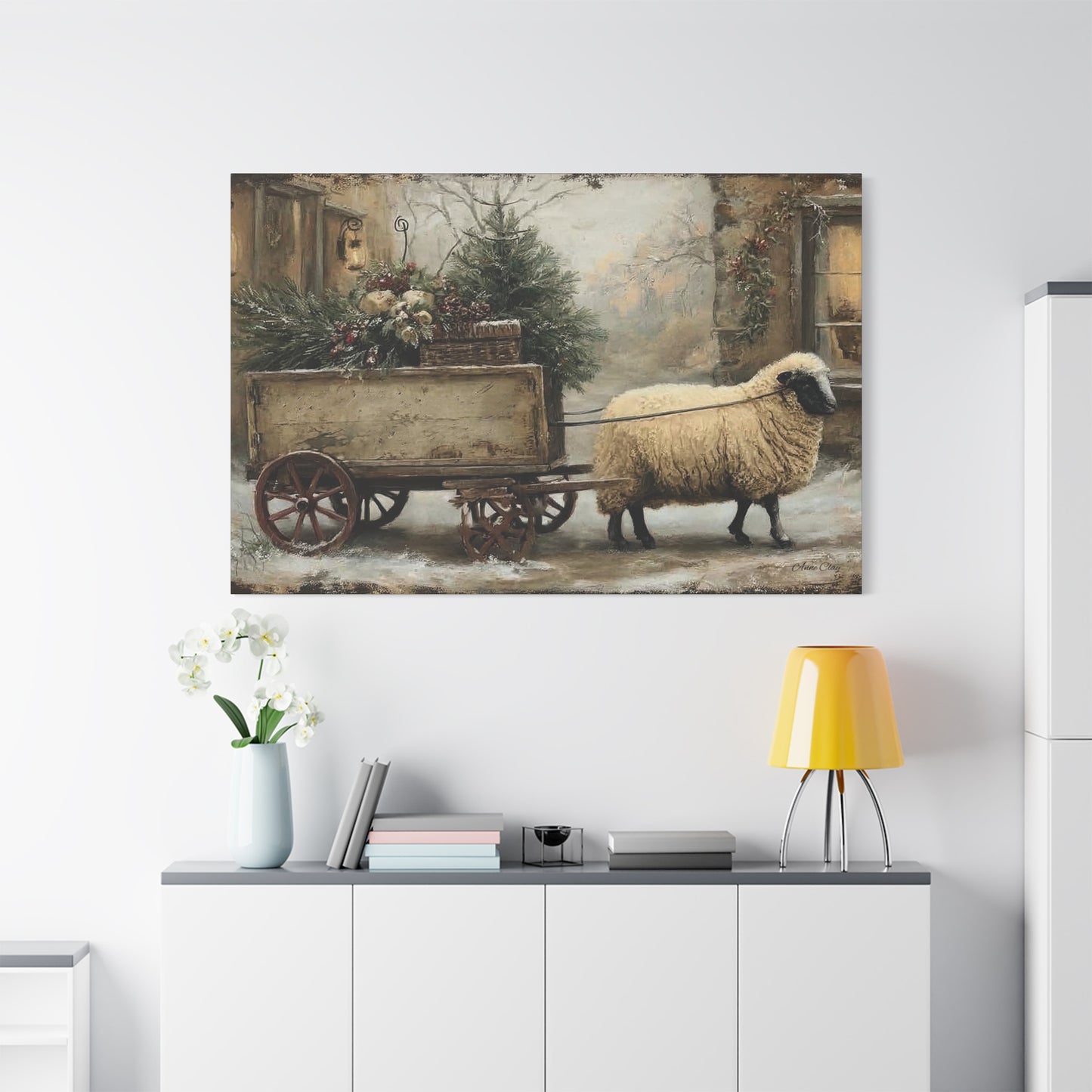 Rustic Sheep Canvas Wall Art