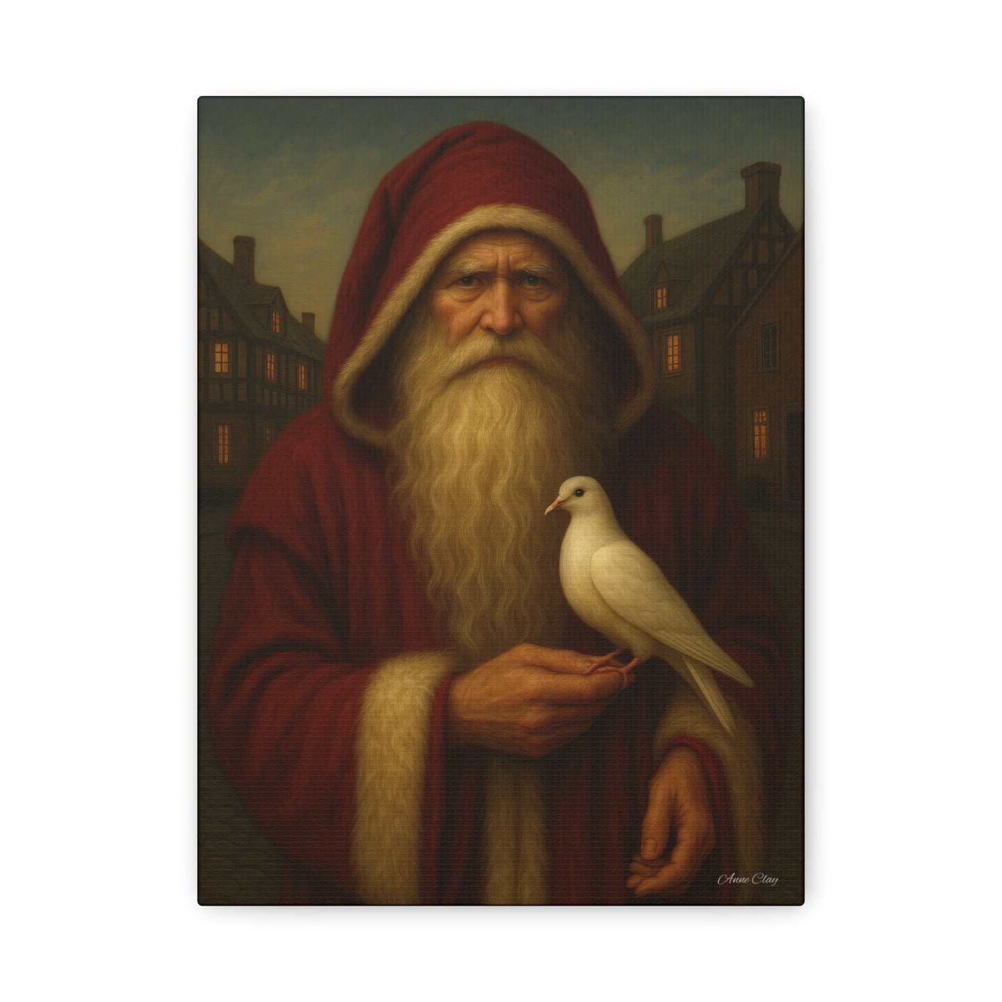 Santa with Dove Canvas Art Print