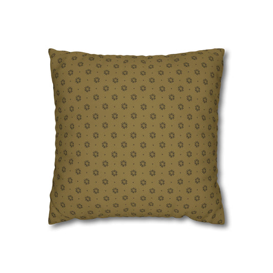 Black Petals on Gold Background Stencil Square Poly Canvas Pillowcase