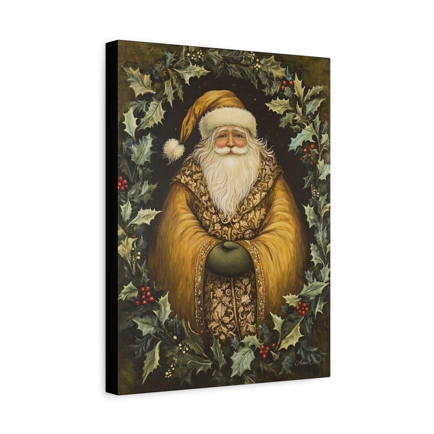 Jolly Gold Santa Matte Canvas, Stretched, 1.25"