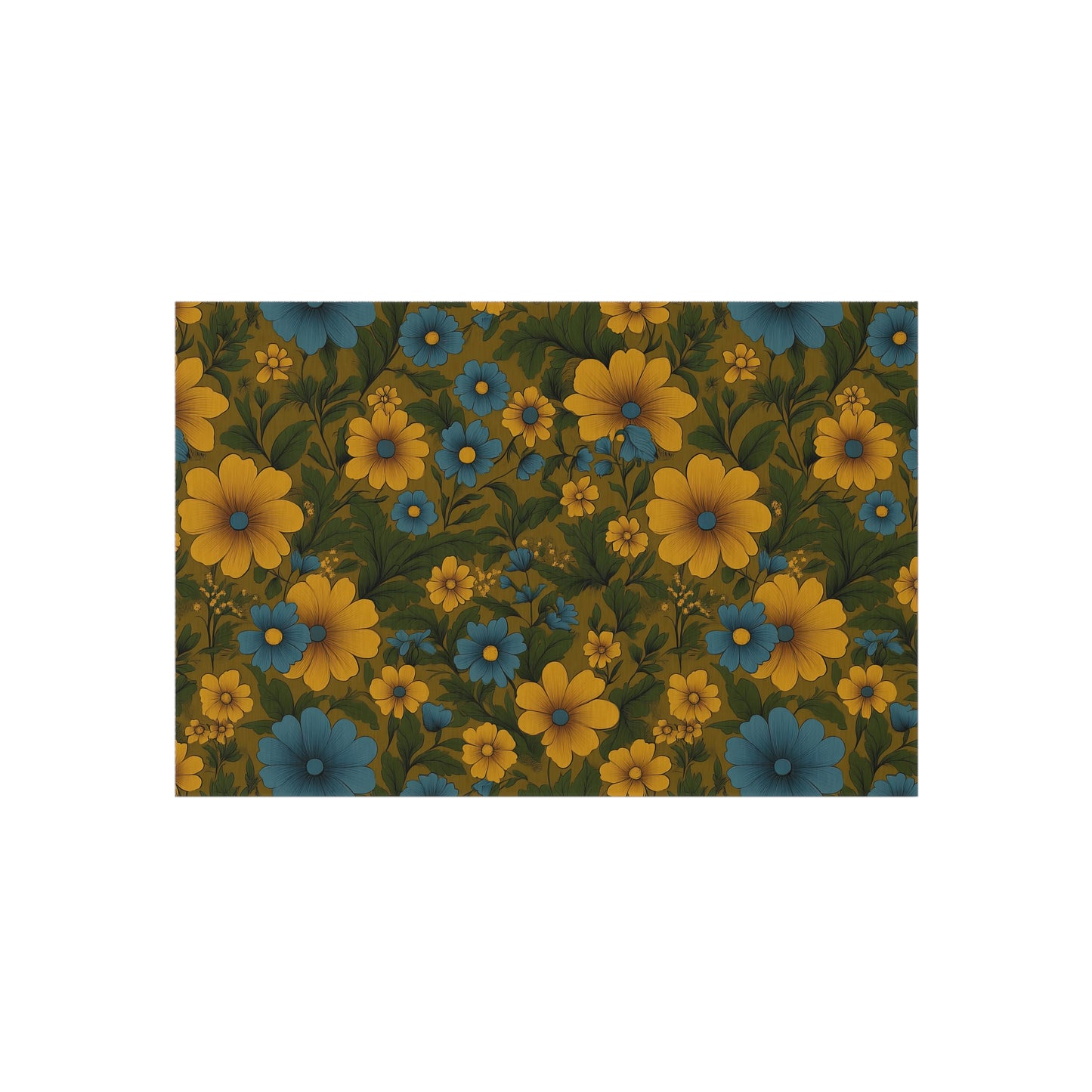 Vibrant Floral Outdoor Rug, Patio Decor, Garden Mat, Boho Style Rug, Home Entrance Decoration