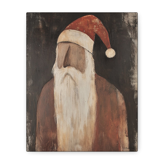 Primitive Impressionist Santa Matte Canvas, Stretched, 1.25"