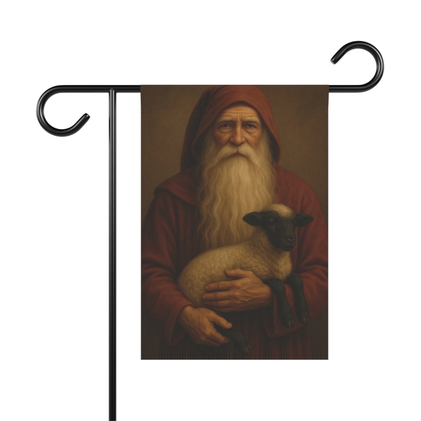 Rustic Garden Banner with Shepherd and Lamb Design