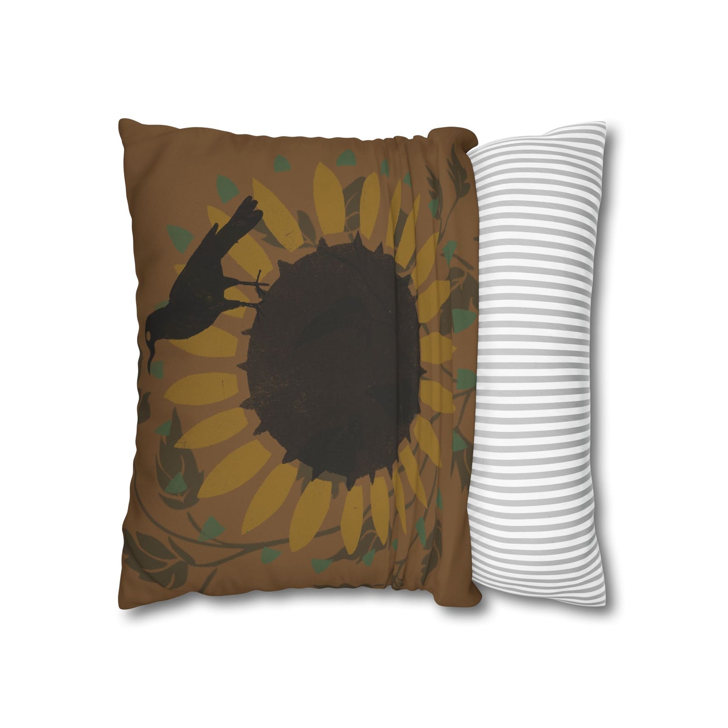 Sunflower and Crow Stencil Pillow Square Poly Canvas Pillowcase