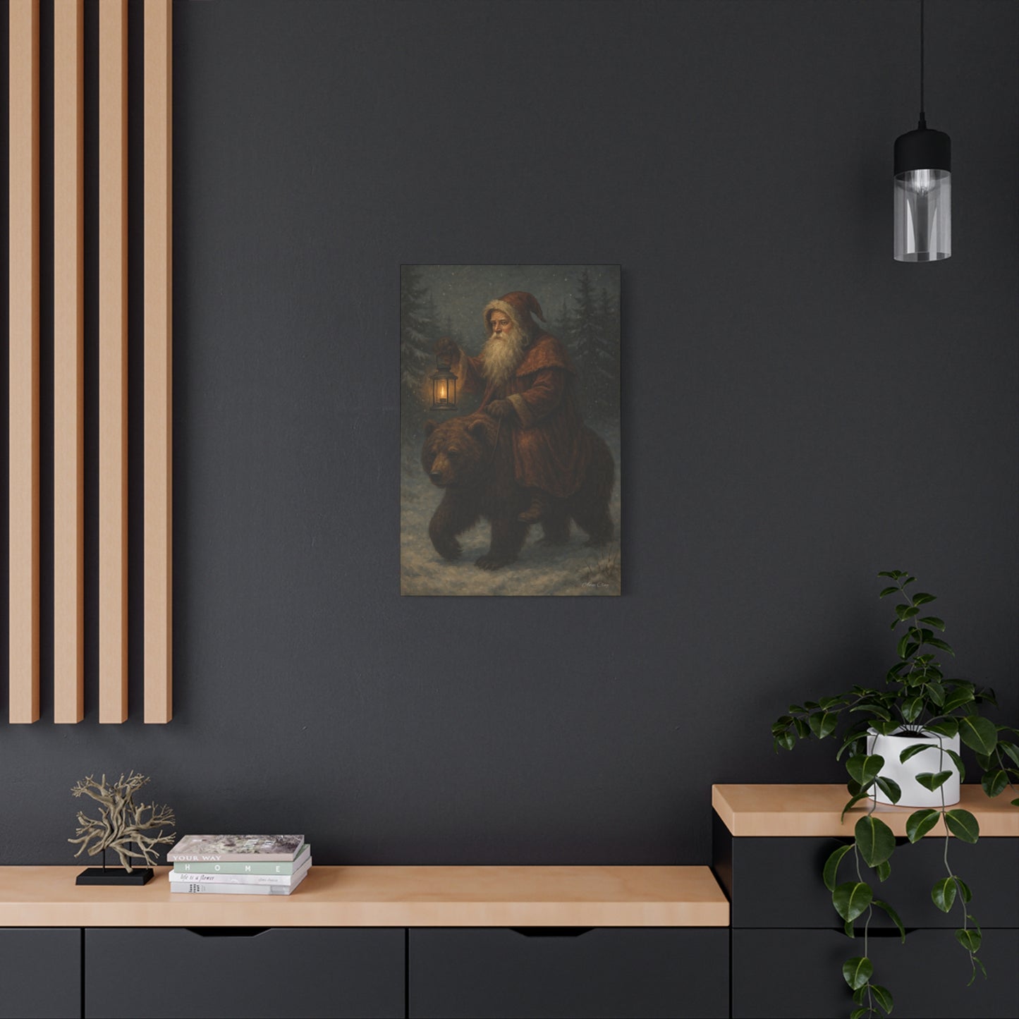Vintage Santa Bear Canvas Wall Art