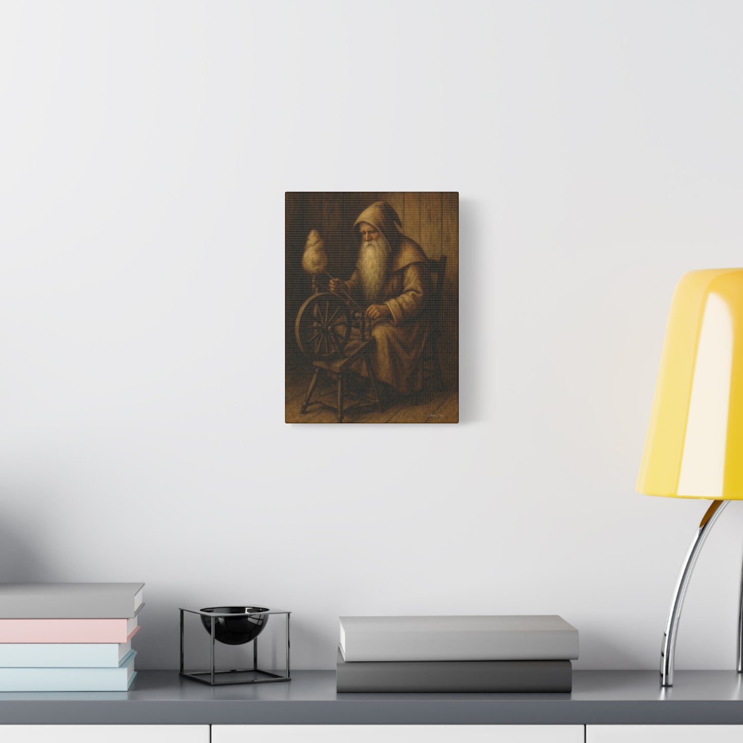Artistic Wall Canvas: Spinning Yarn Scene