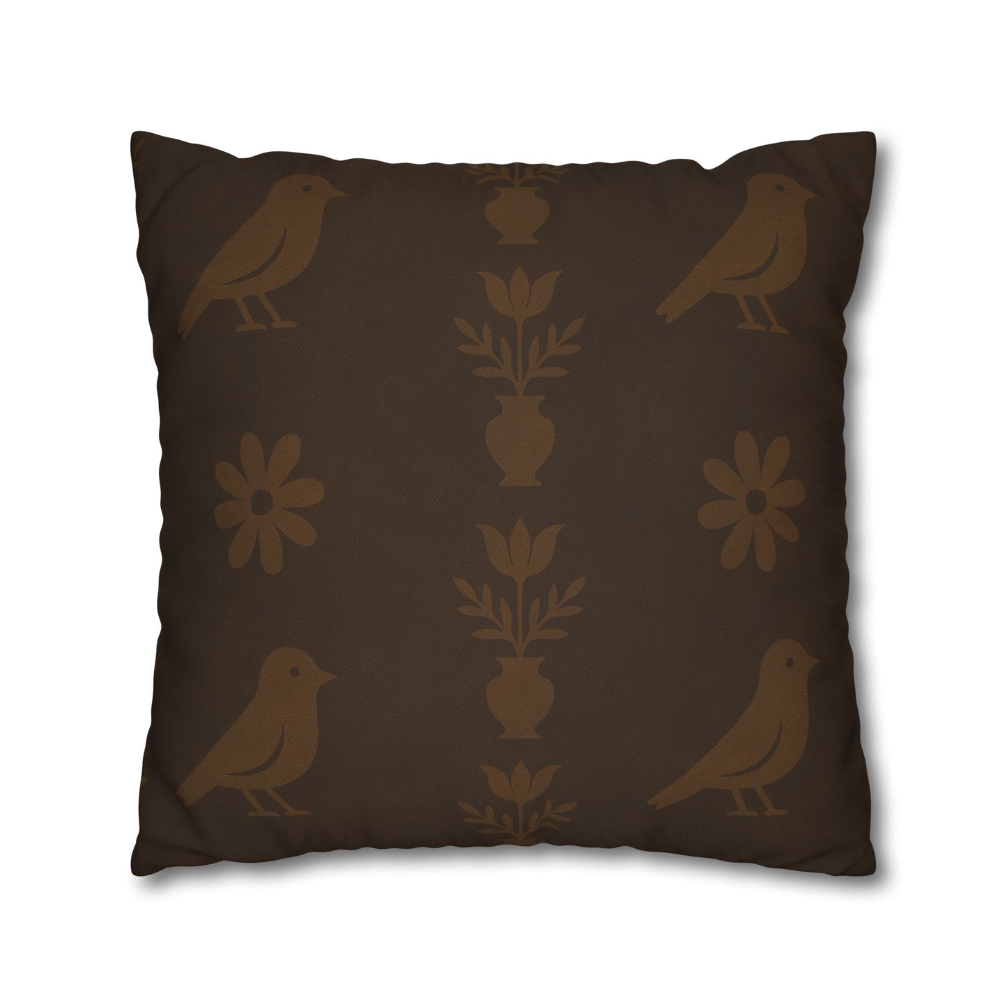 Cozy Bird-Patterned Poly Canvas Pillowcase, Decorative Throw Pillow Cover, Home Decor, Gift for Bird Lovers, Couch Cushion