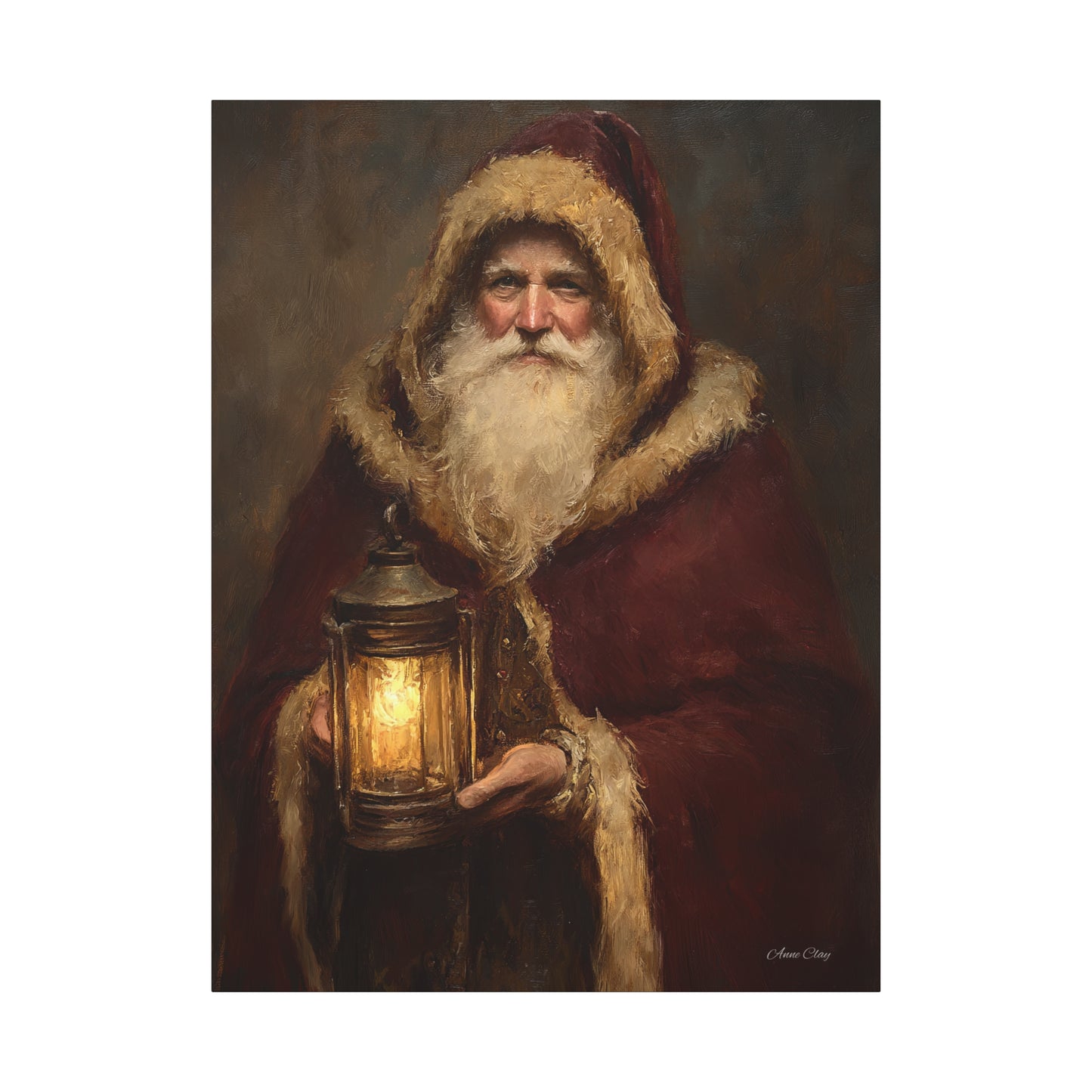 Firelight Santa Matte Canvas, Stretched, 1.25"
