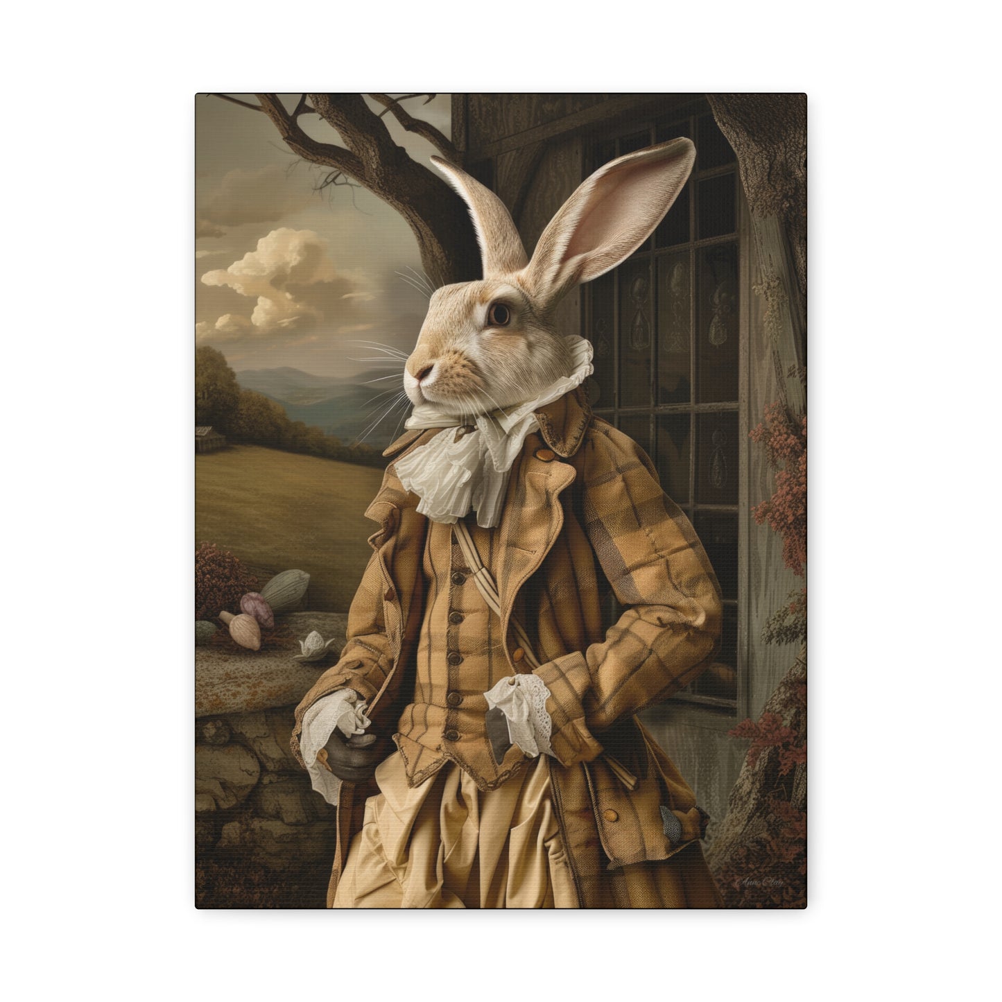 Sir William Rabbit: Whimsical Rabbit Canvas Art - Vintage Style Wall Decor