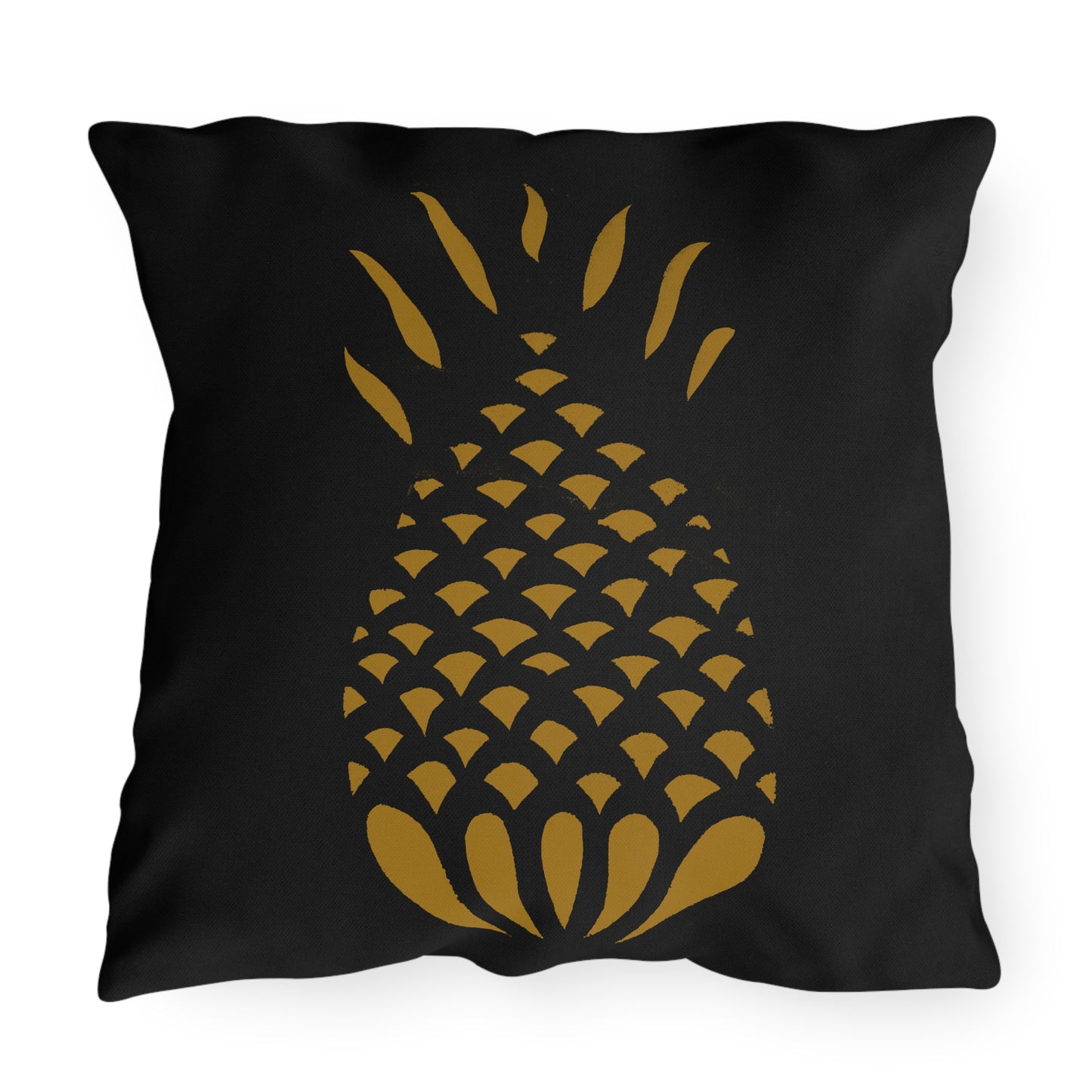 Mustard Pineapple on Black Outdoor Pillows