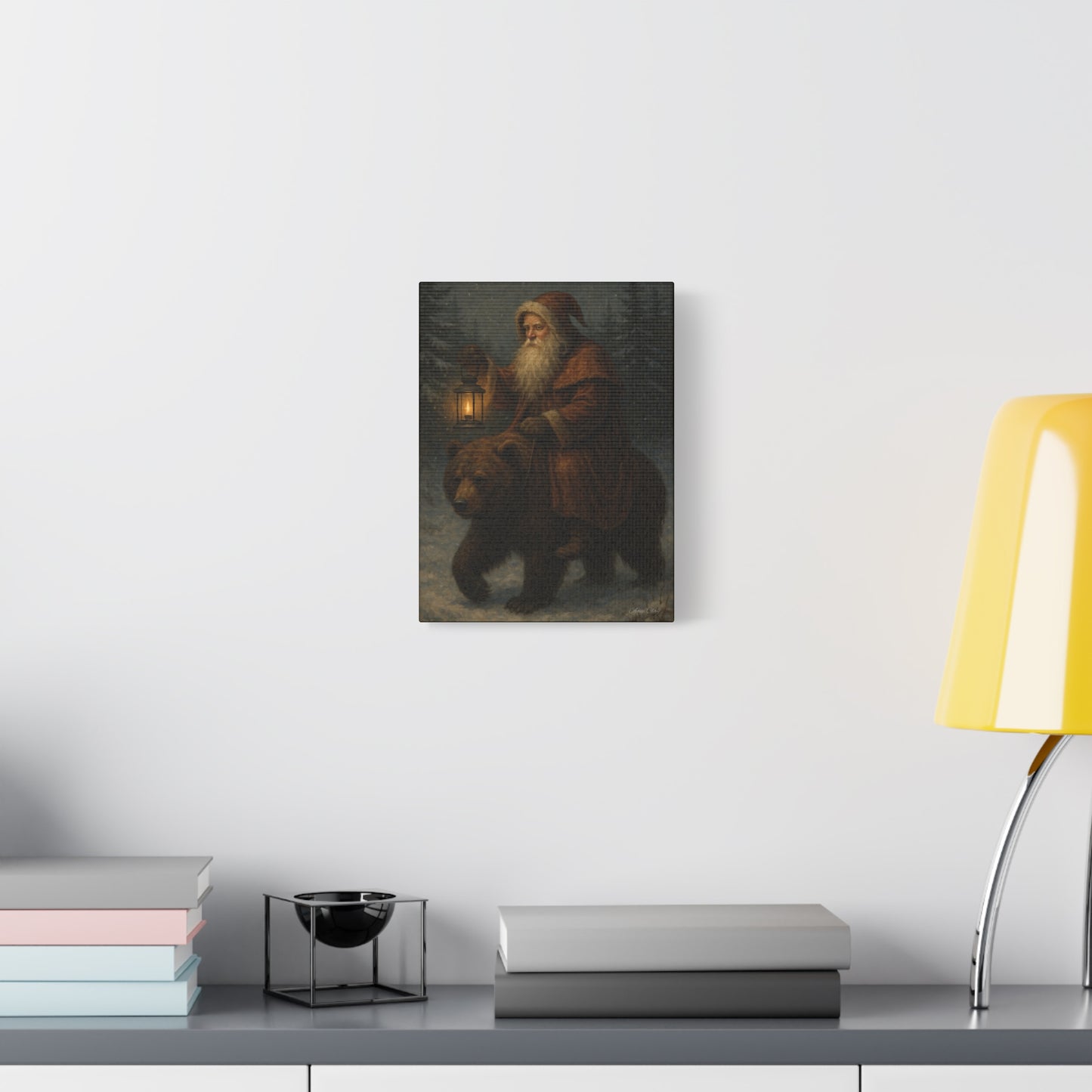 Vintage Santa Bear Canvas Wall Art