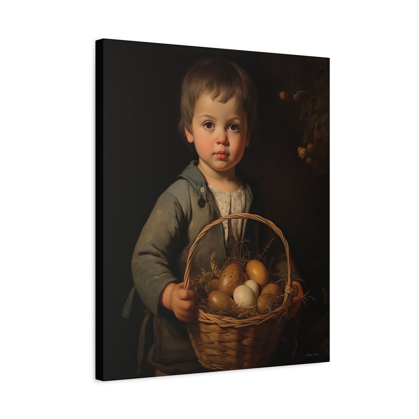 Charming Kid's Art Canvas - Vintage Style Bunny & Eggs Design for Home Decor