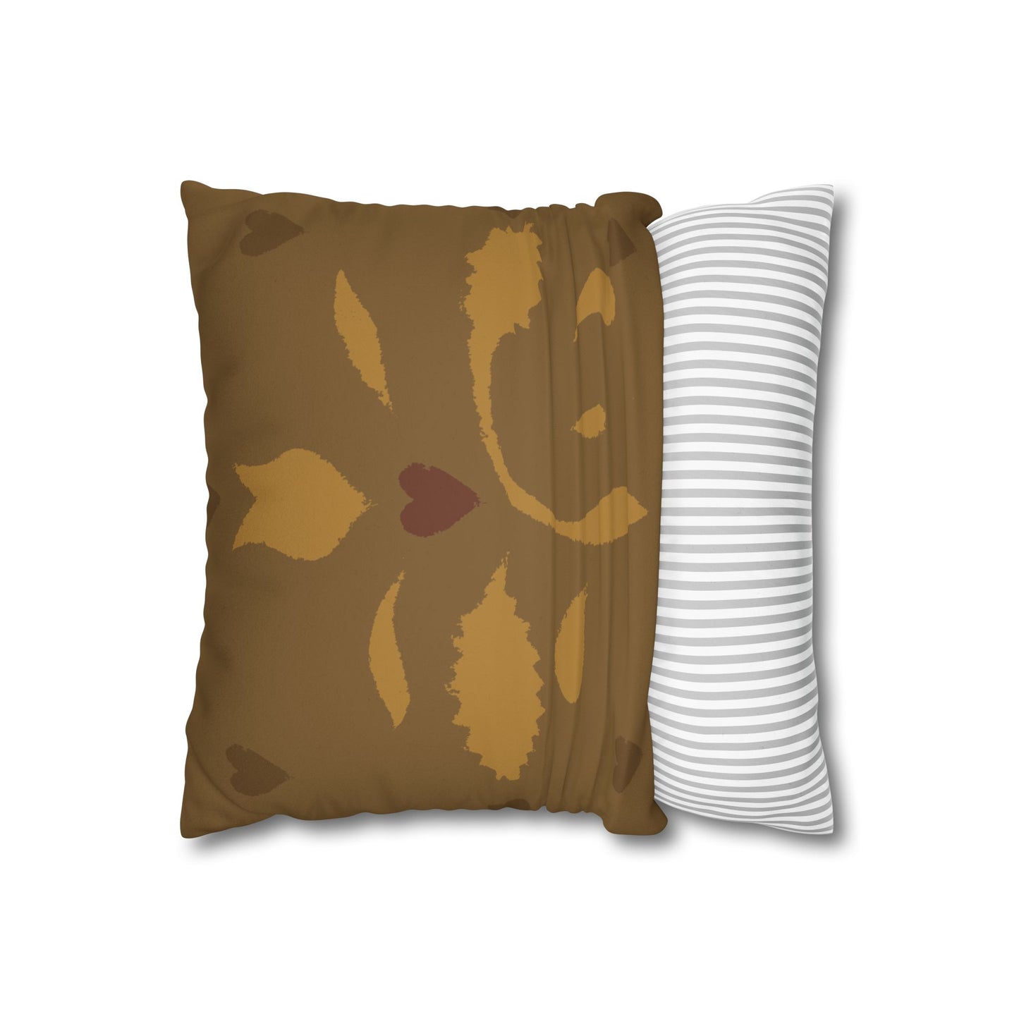 Leaves and Hearts Stencil Faux Suede Square Pillowcase