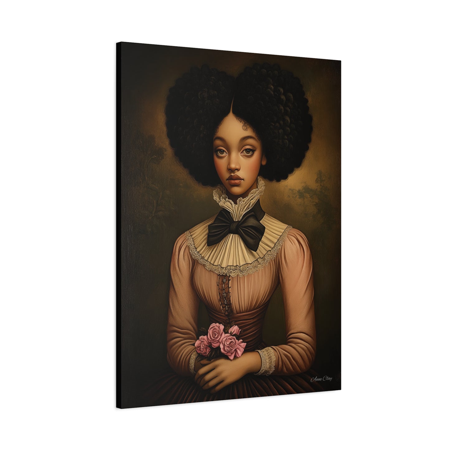 Beautiful Vintage Matte Canvas Wall Art, Floral Girl Portrait, Home Decor, Gift for Her, Living Room, Wedding Decor, Artwork