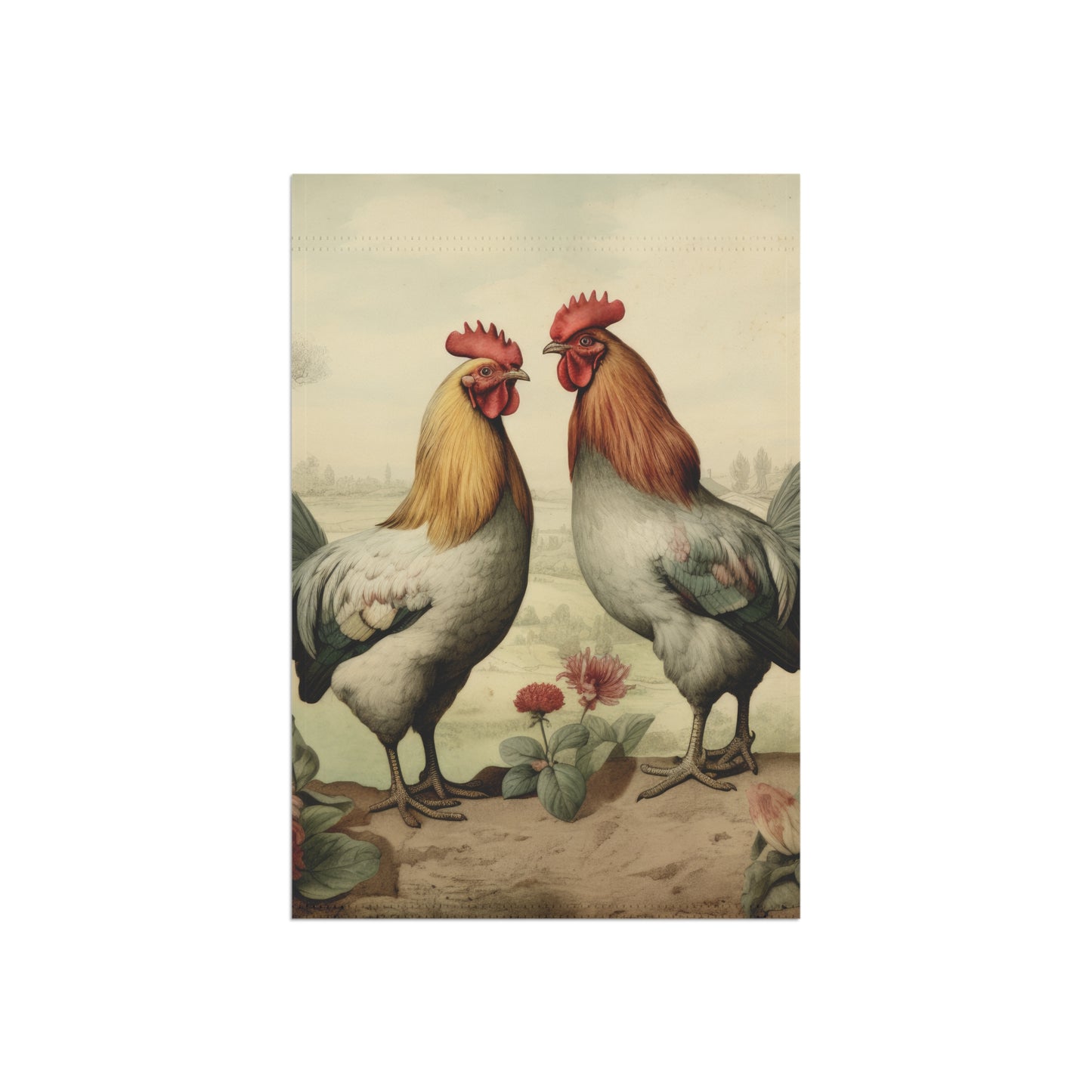 Pastel Rooster Garden & House Banner