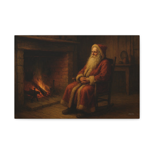 Cozy Santa Canvas Art, Christmas Home Decor, Holiday Wall Art, Vintage Santa Painting, Festive Living Room Decoration, Gift for the Holidays