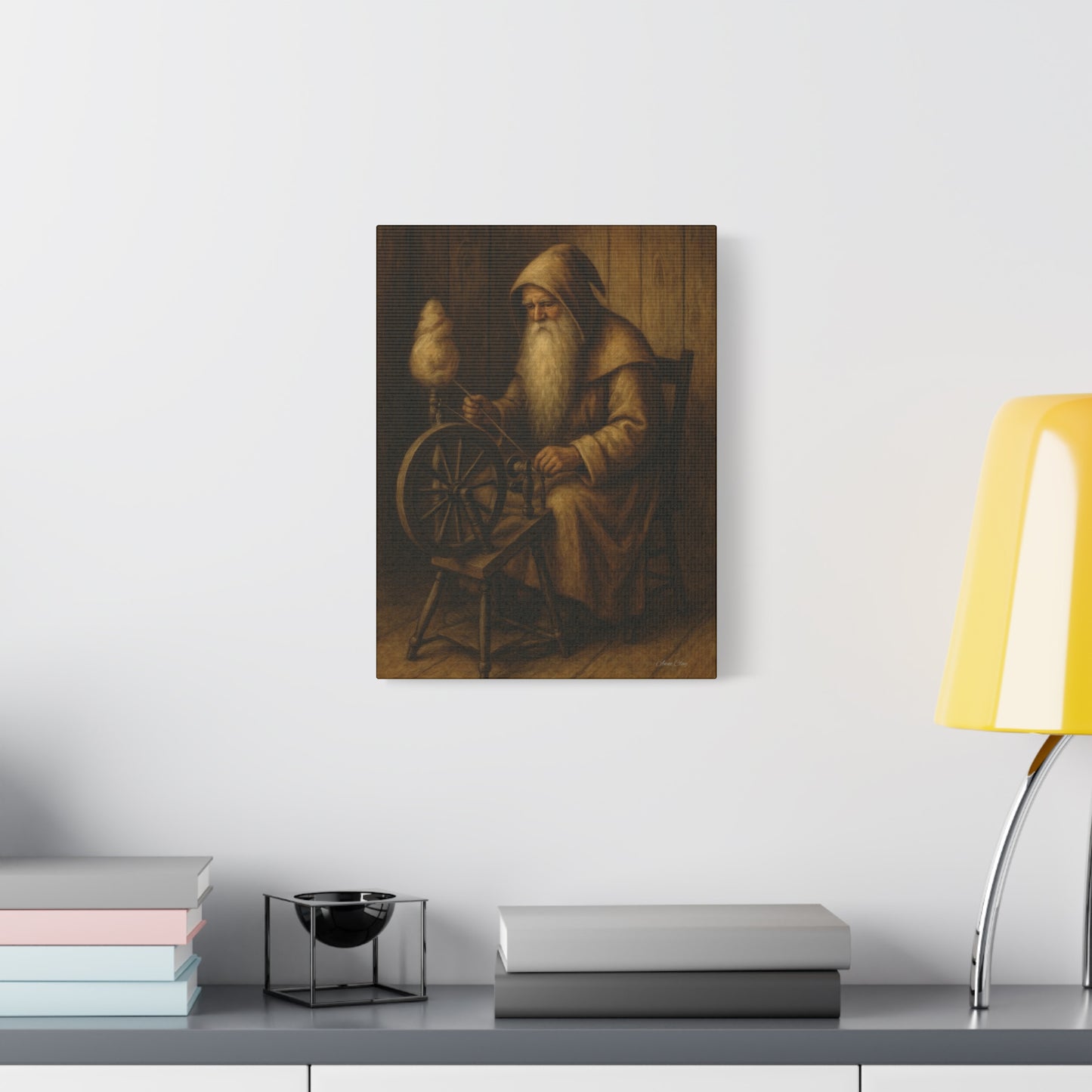 Artistic Wall Canvas: Spinning Yarn Scene