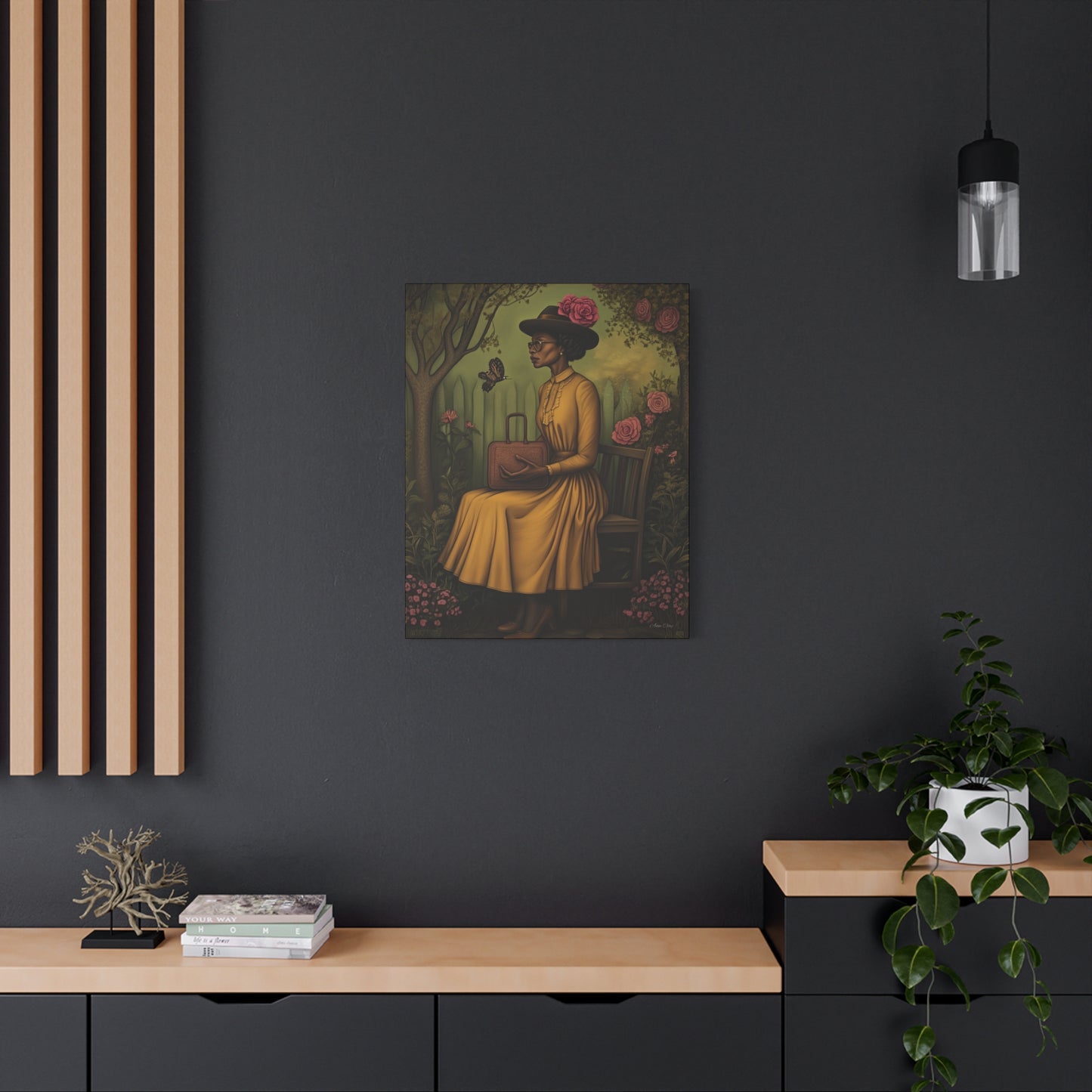 Elegant Canvas Wall Art, Vintage Woman Decor, Home Decoration, Gift for Mother’s Day, Floral Canvas Print, Art for Living Room