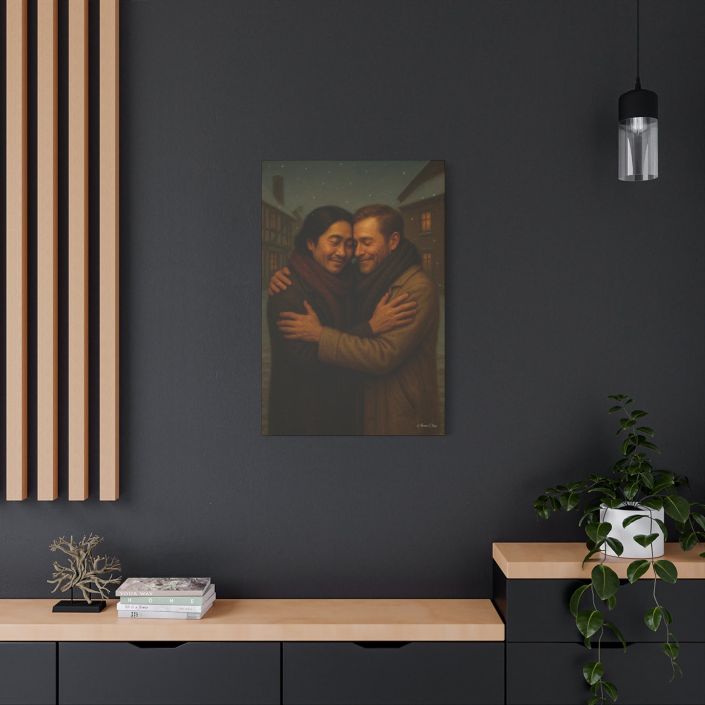 Spirit of Christmas, Brotherly Love Warm Embrace Canvas Art