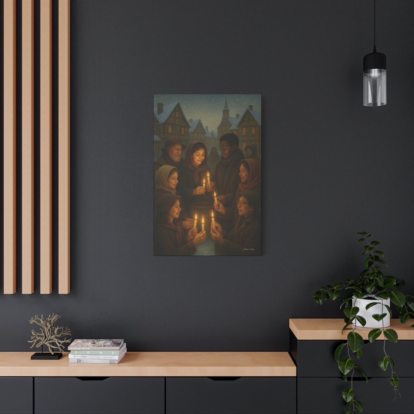 Share the Light Christmas Print Candlelight Gathering Canvas Print