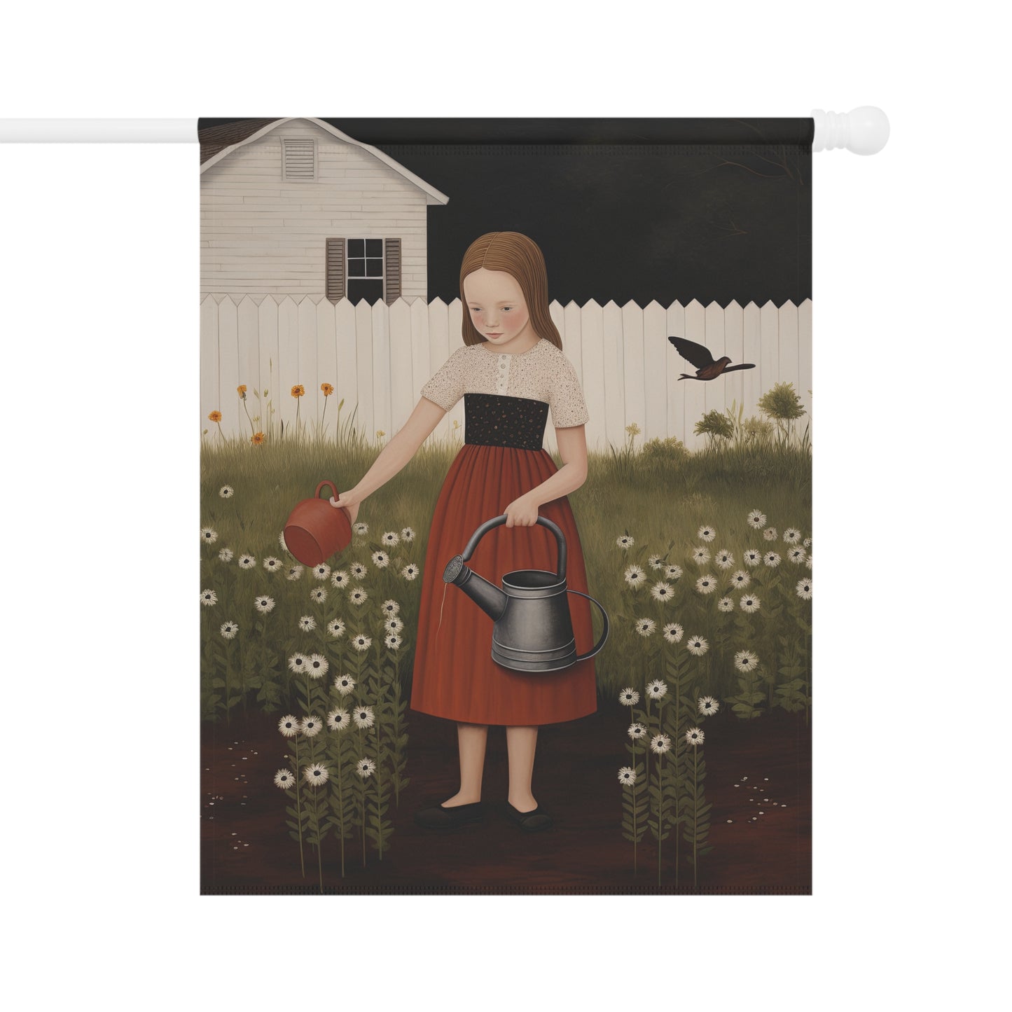Watering Flowers Garden & House Banner