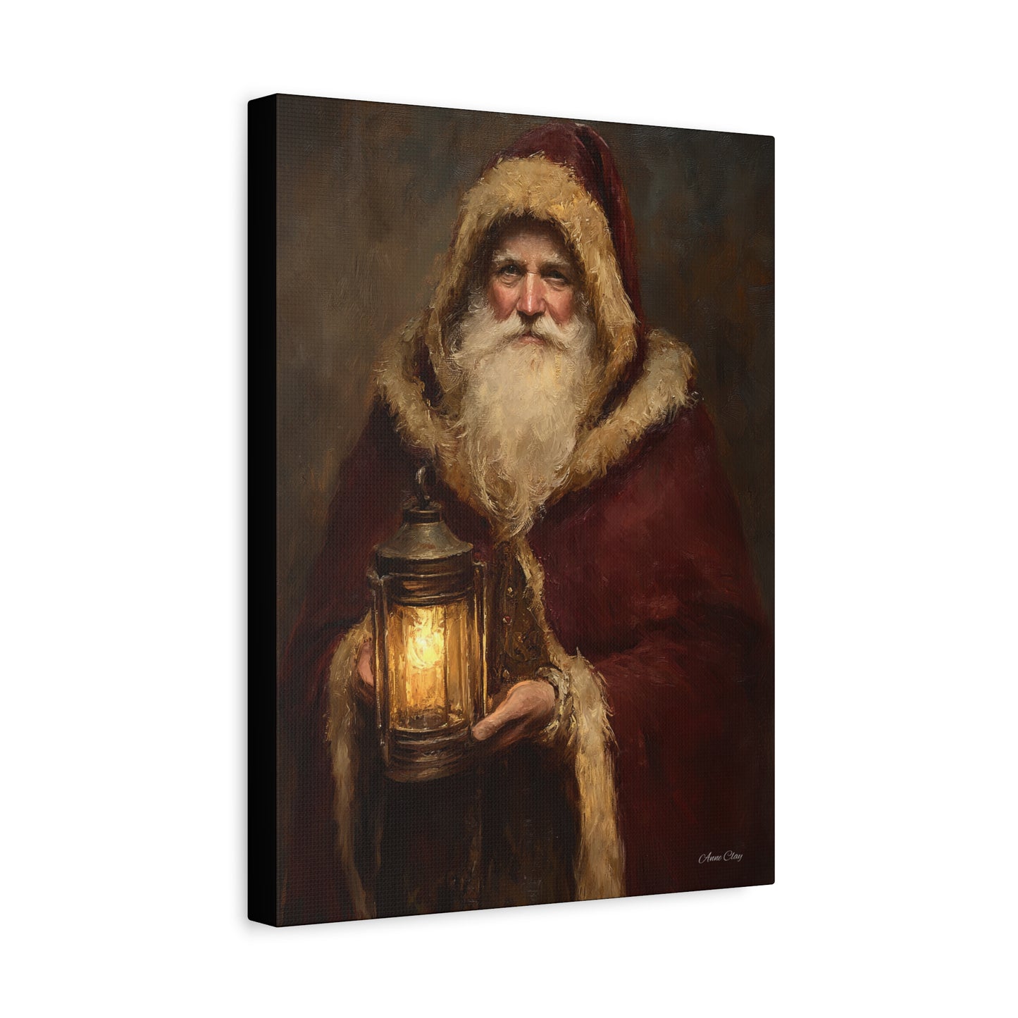 Firelight Santa Matte Canvas, Stretched, 1.25"