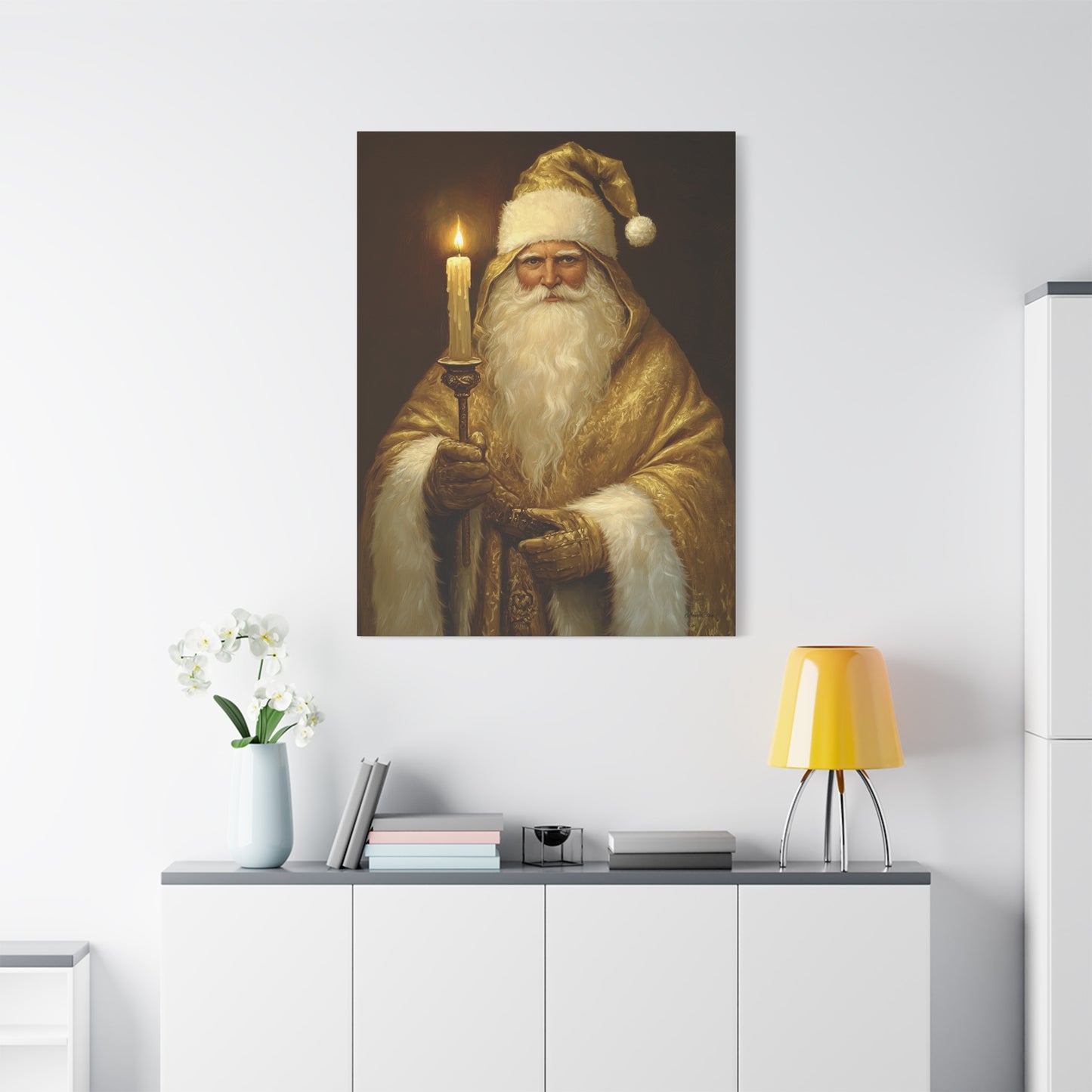 Golden Glow Santa Matte Canvas, Stretched, 1.25"