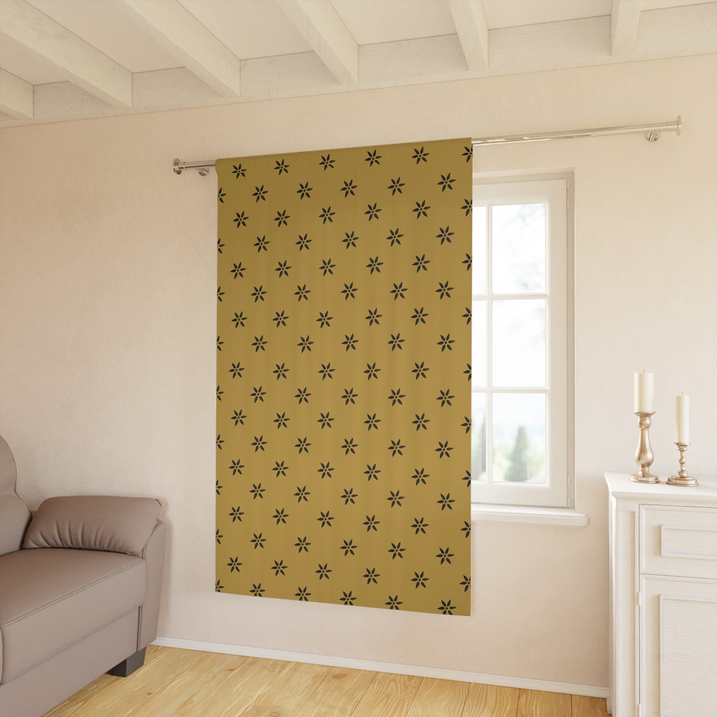 Medium Black Stencil on Window Curtains (1 Piece)