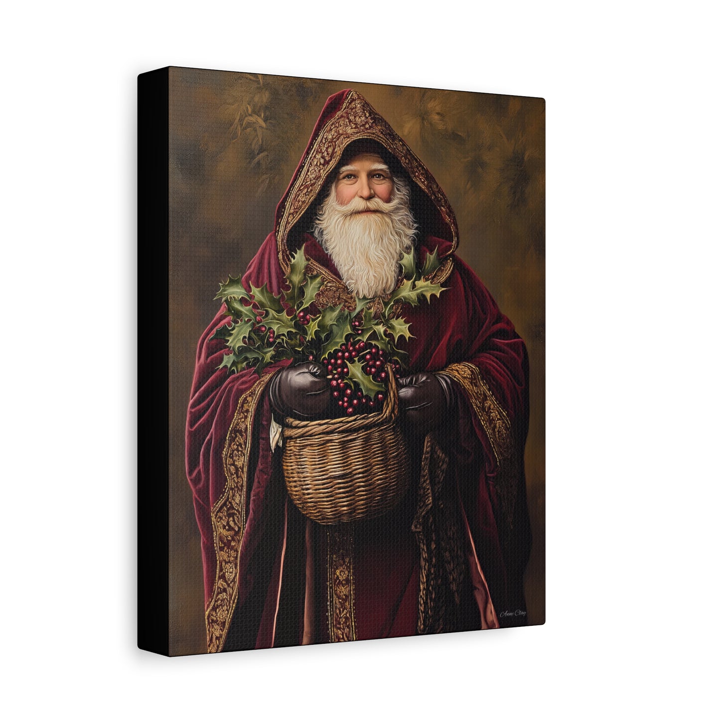 Burgundy Berry Santa Matte Canvas, Stretched, 1.25"