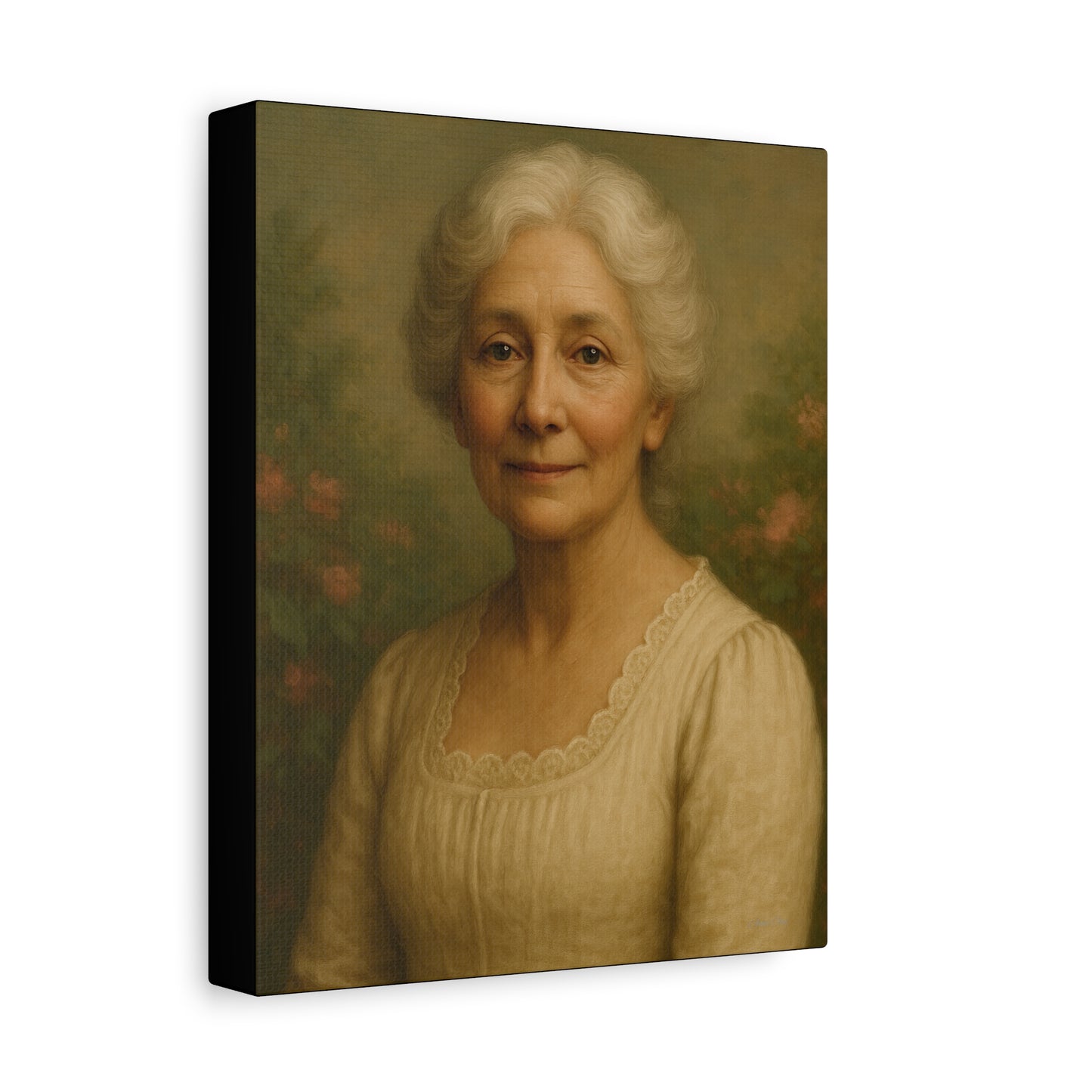 Elegant Stretched Canvas Wall Art, Vintage Portrait, Home Decor, Gift for Grandma, Timeless Elegance, Living Room, Gallery Wall