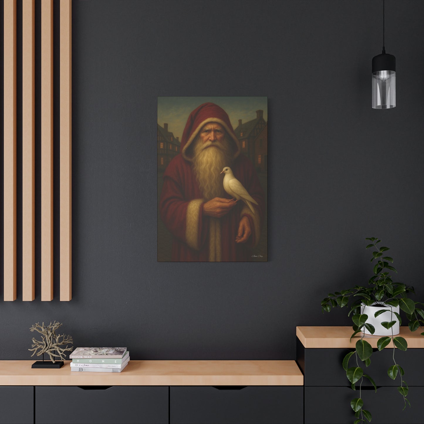 Santa with Dove Canvas Art Print