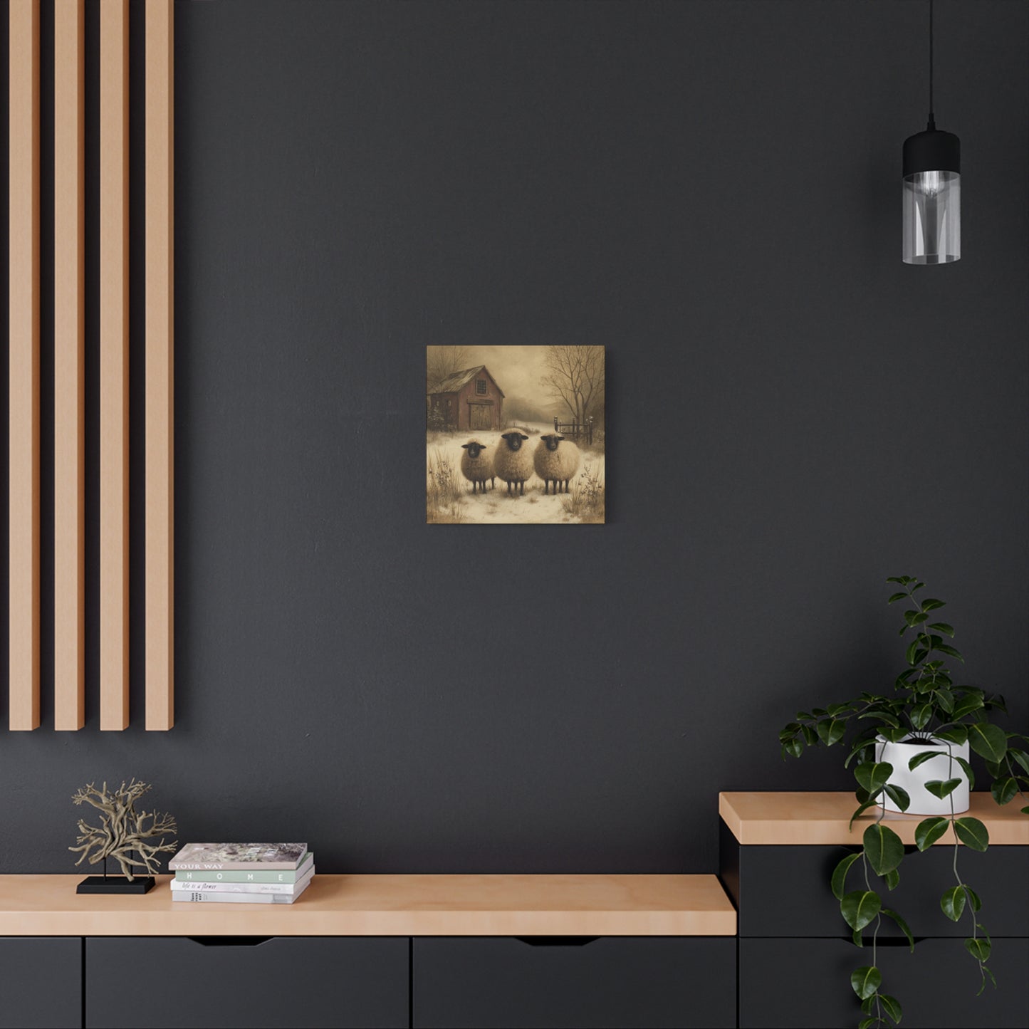 Rustic Sheep Canvas Art, Farmhouse Decor, Country Wall Art, Living Room Decor, Cozy Home Accent