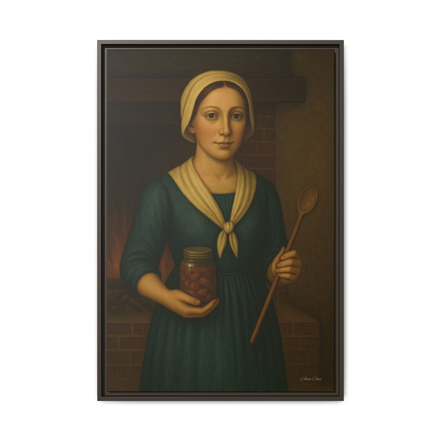 Framed Matte Canvas: Rustic Canning Vintage Homemaker Portrait - Rustic Kitchen Wall Art