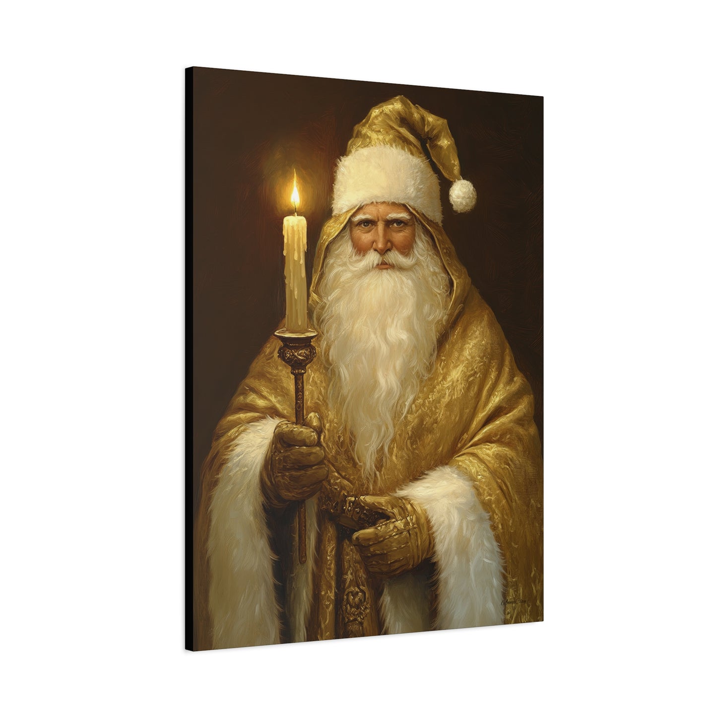 Golden Glow Santa Matte Canvas, Stretched, 1.25"