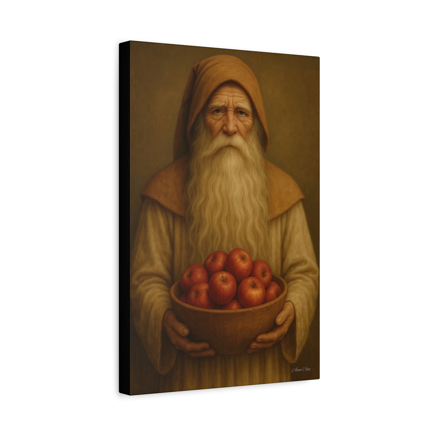 Rustic Canvas Wall Art - Wise Elder with Apples