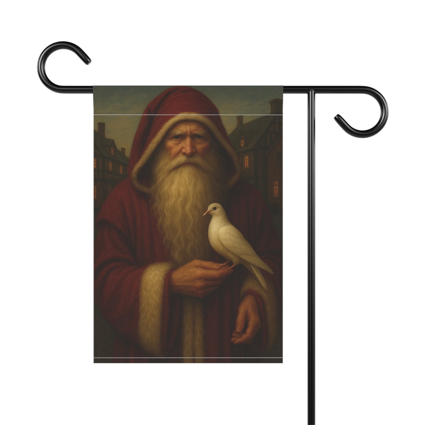 Christmas Garden Banner with Santa Holding Dove