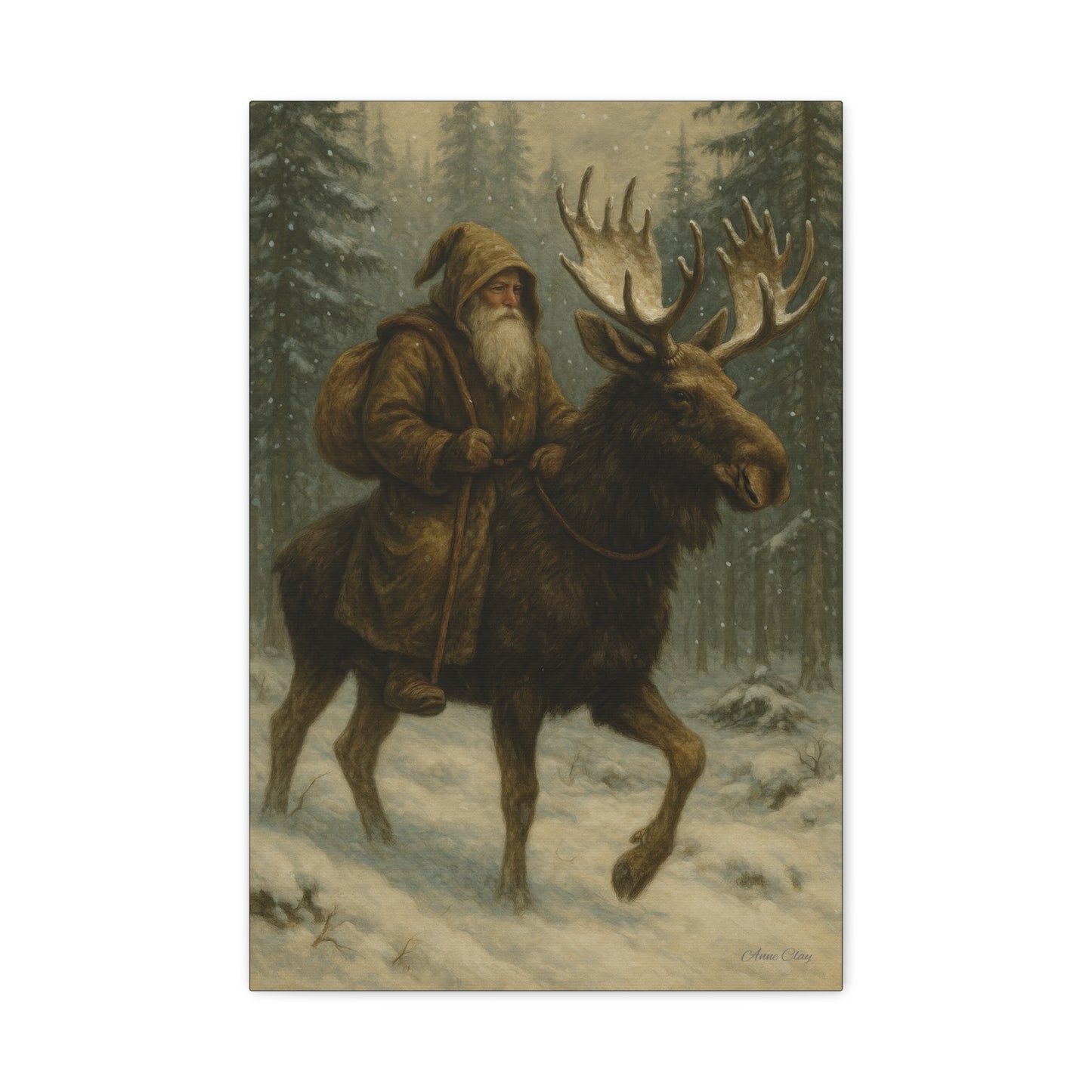 Rustic Moose Canvas Art Print