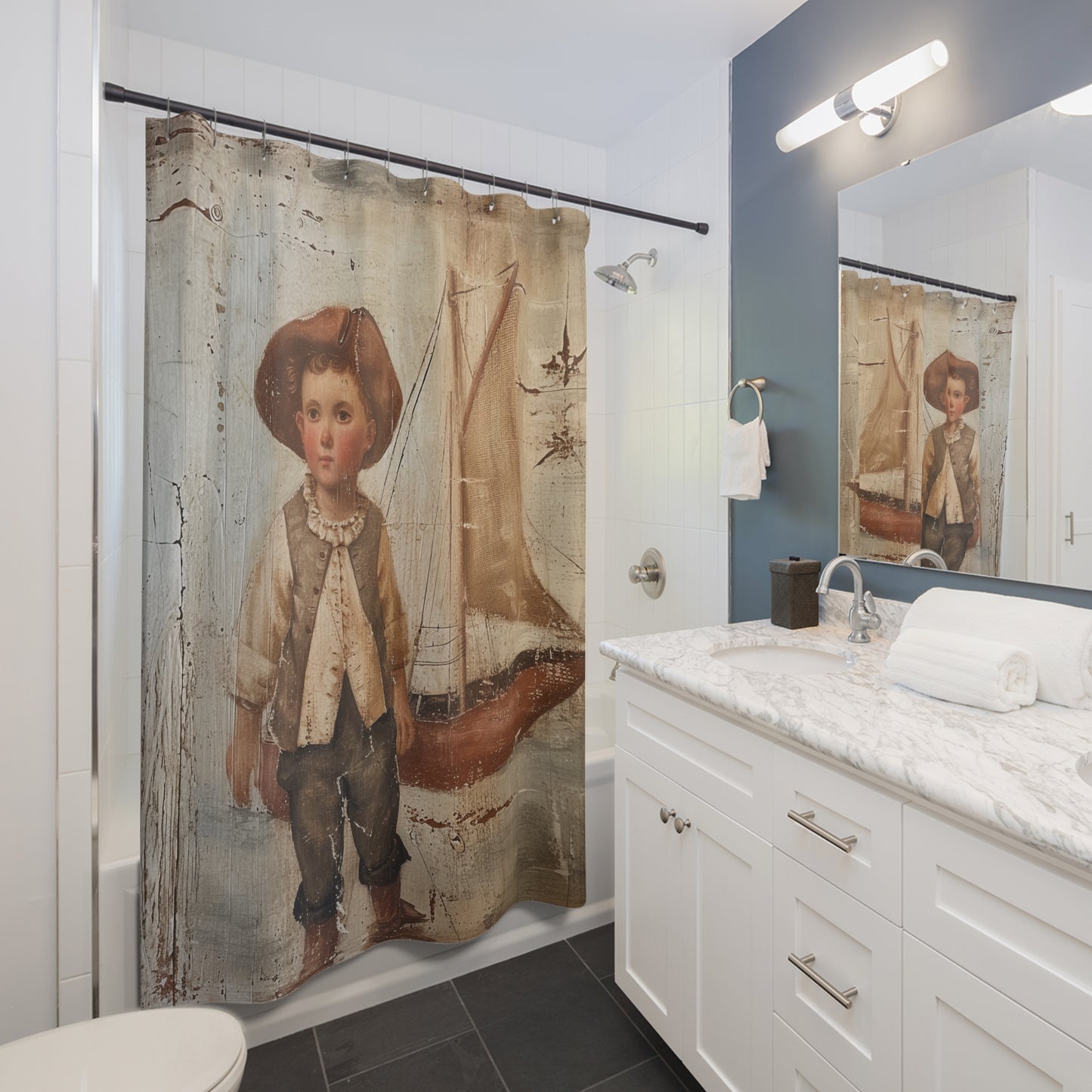 Prim Sailboy Shower Curtains