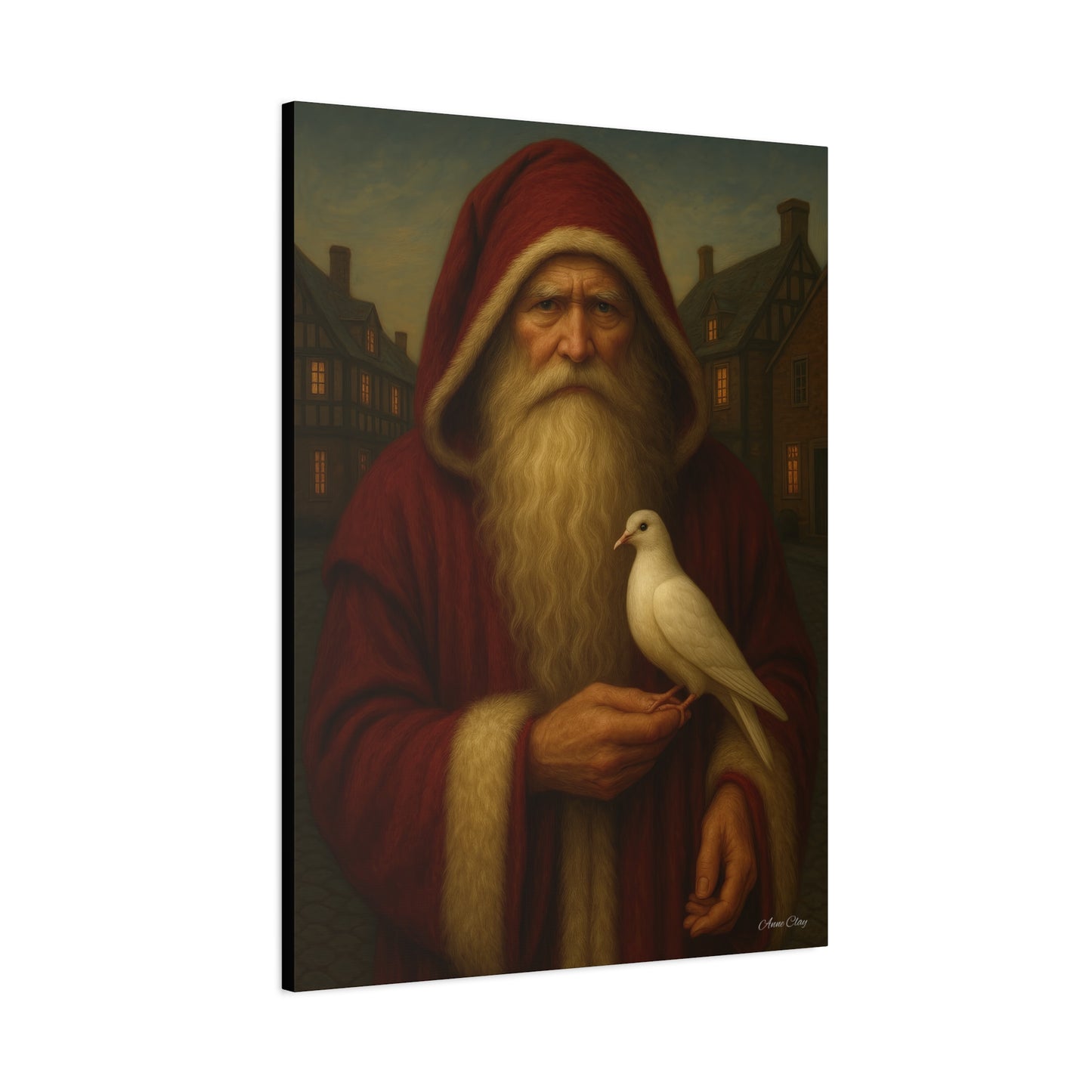 Santa with Dove Canvas Art Print