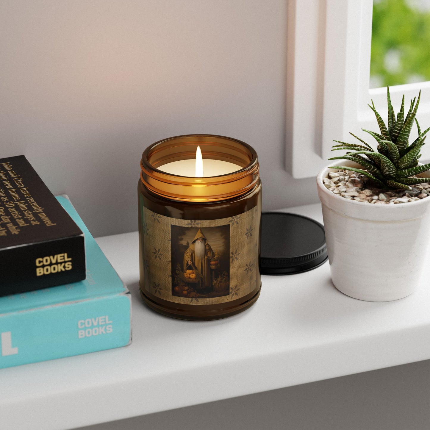 Pumpkin Santa Scented Soy Candle (Multi-Size, Amber Jar)