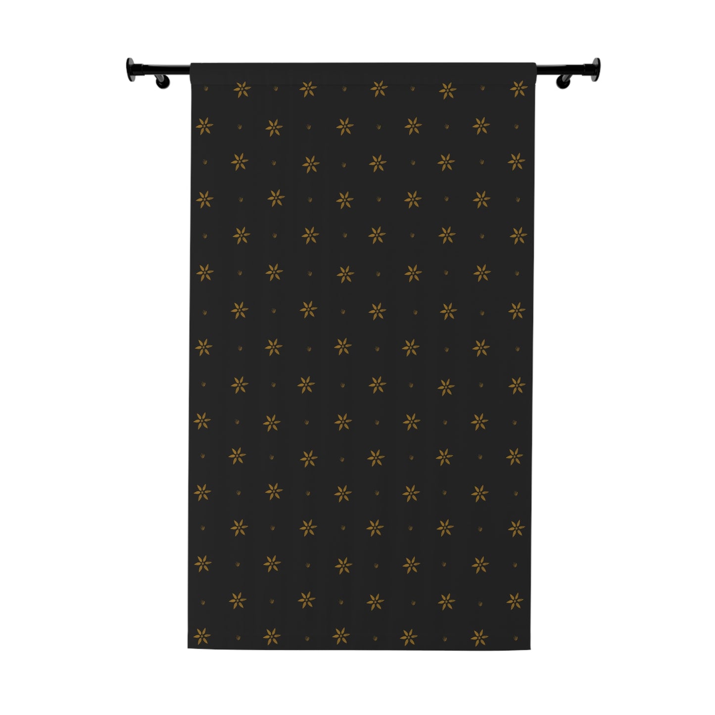 Gold on Black Stencil Window Curtains (1 Piece)