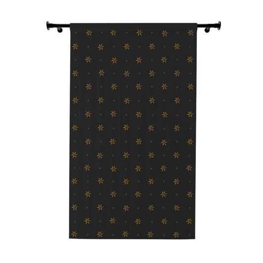 Gold on Black Stencil Window Curtains (1 Piece)
