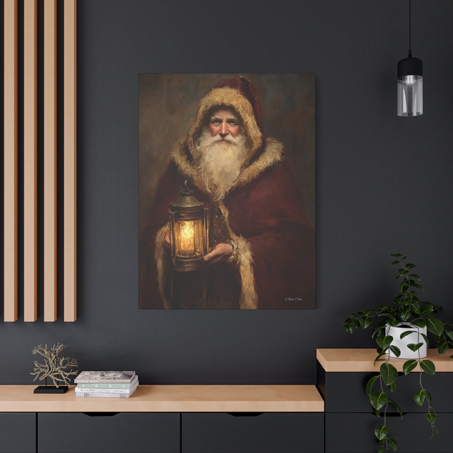 Firelight Santa Matte Canvas, Stretched, 1.25"
