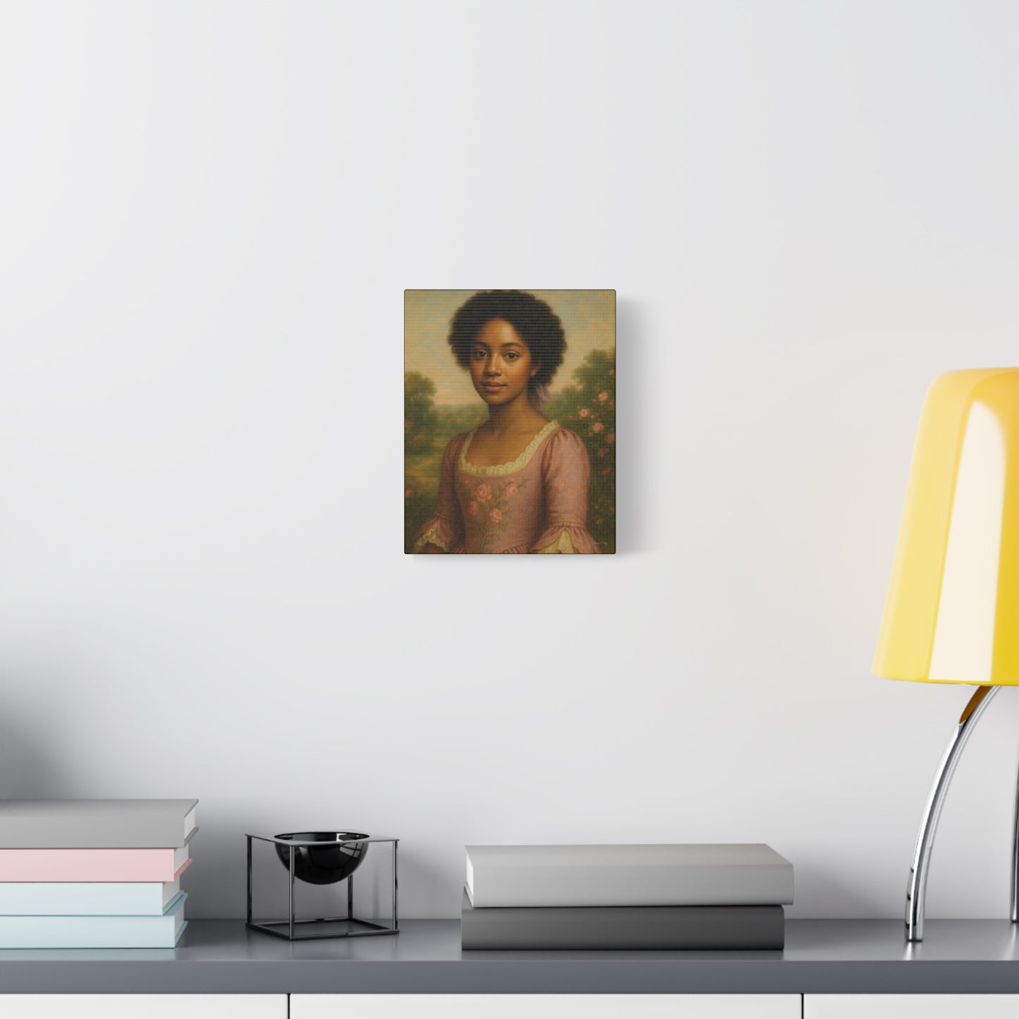 Elegant Portrait Canvas Art for Home Decor, Black Woman Artwork, Floral Wall Art, Vintage Style Painting, Gift for Art Lovers