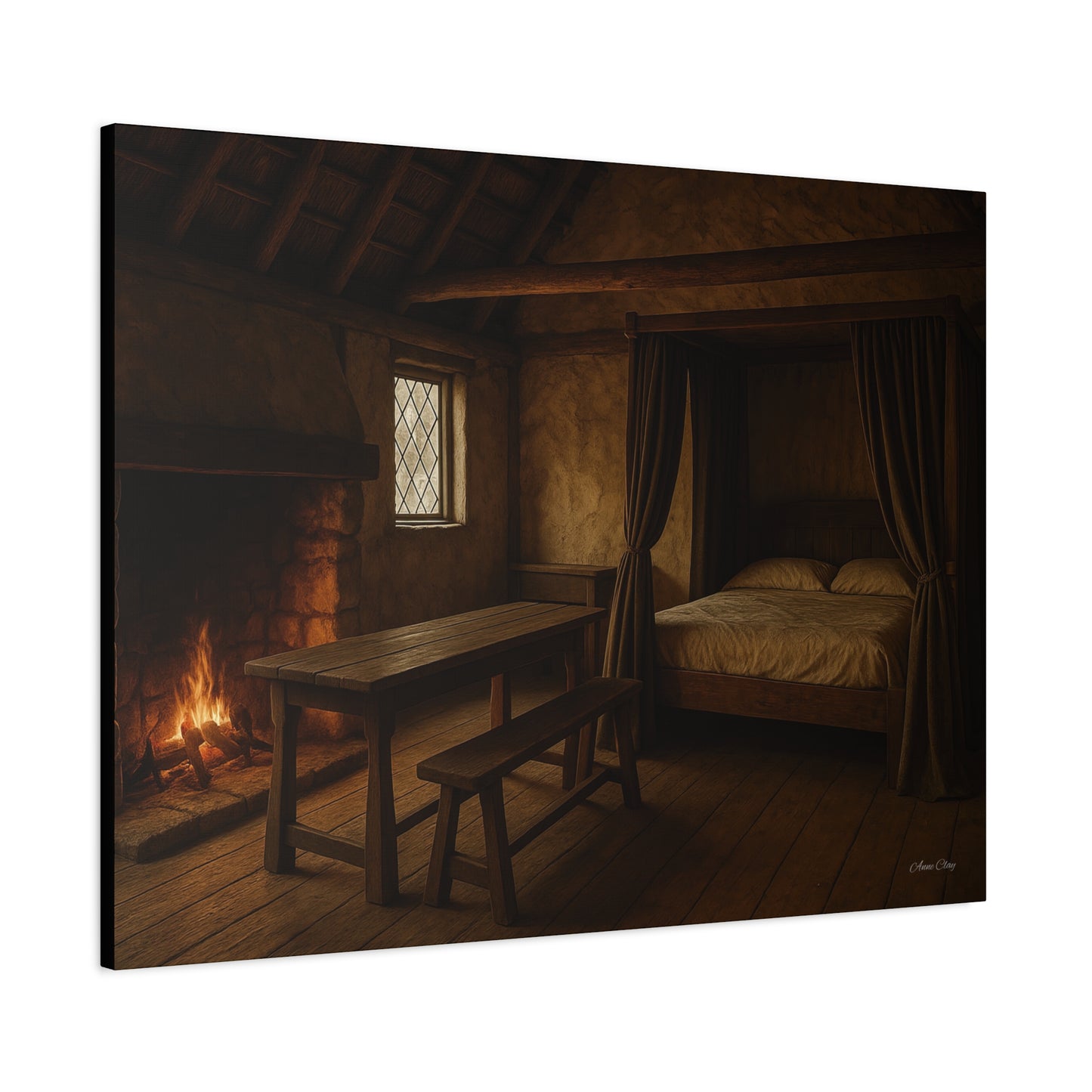 Cozy Cabin Matte Canvas Print, Rustic Home Decor, Nature Wall Art, Fireplace Artwork, Gift for Homeowners