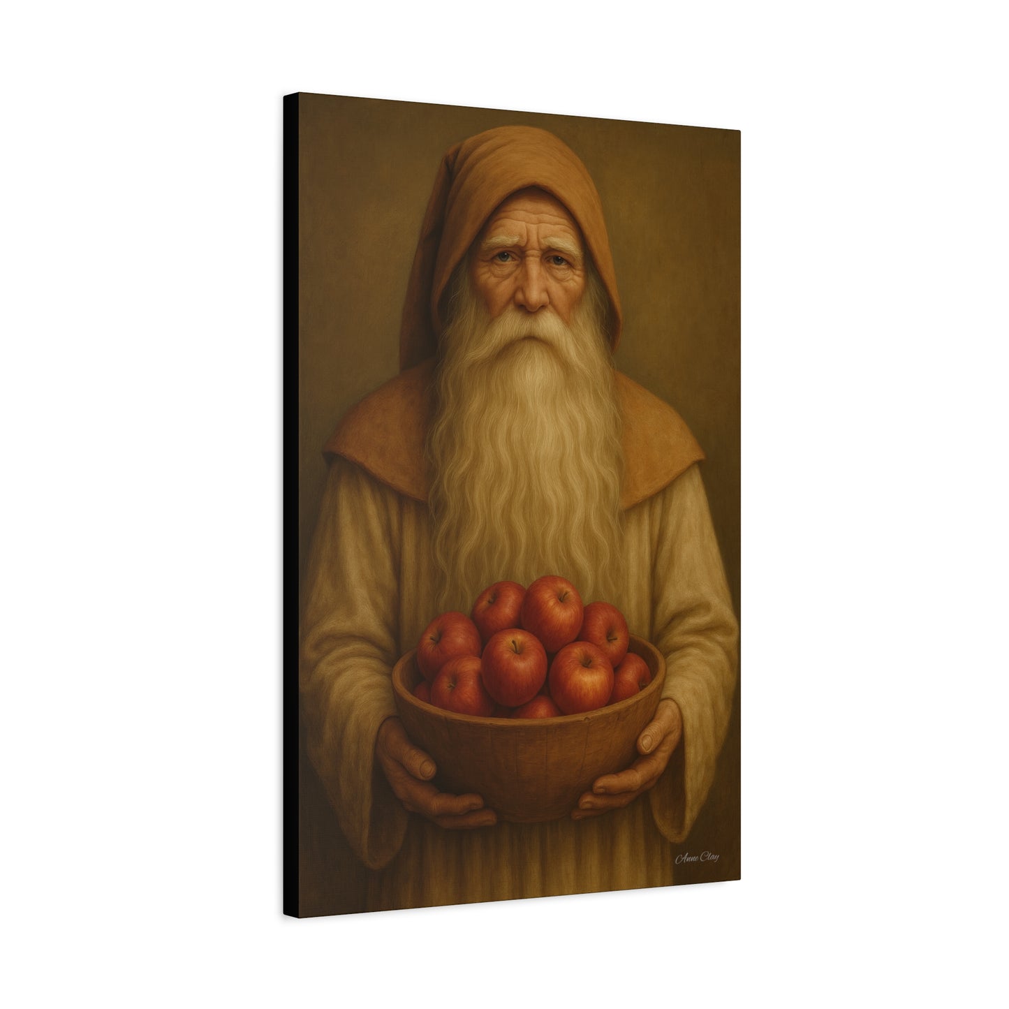Rustic Canvas Wall Art - Wise Elder with Apples