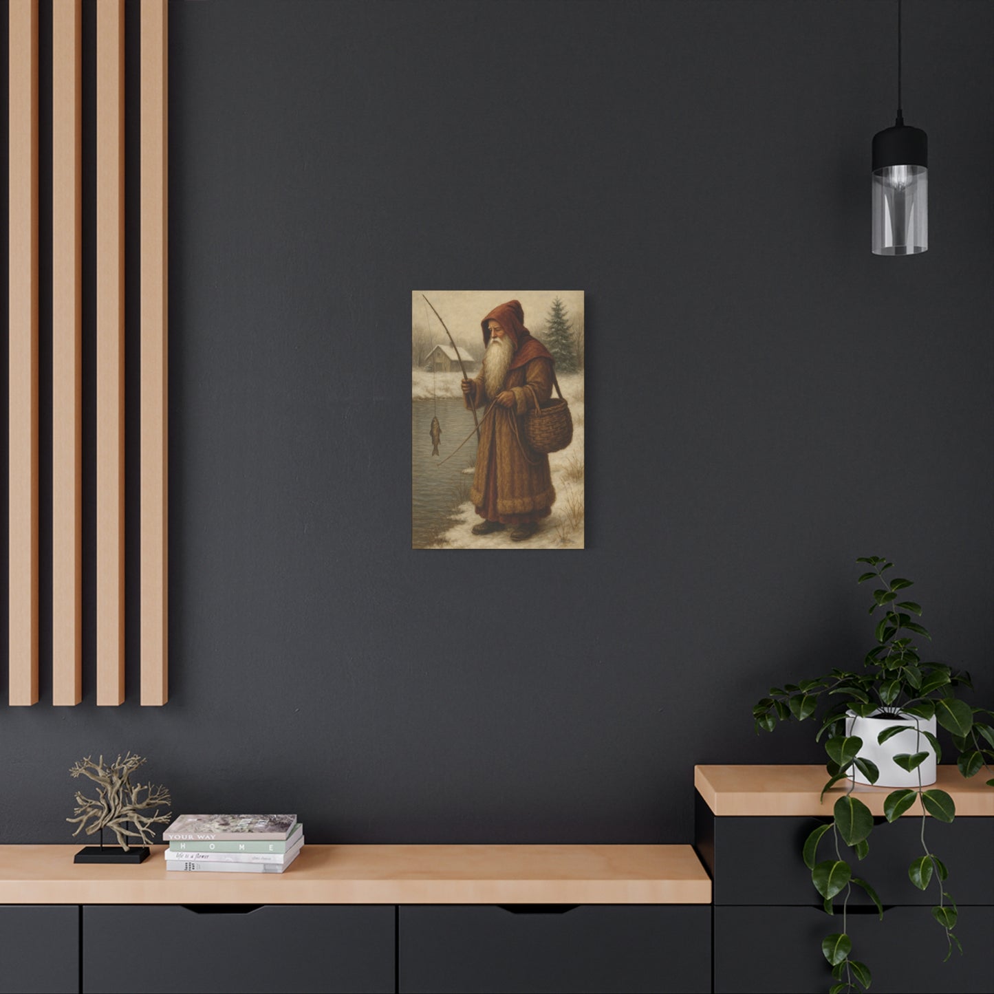Snowy Fisherman Canvas Print