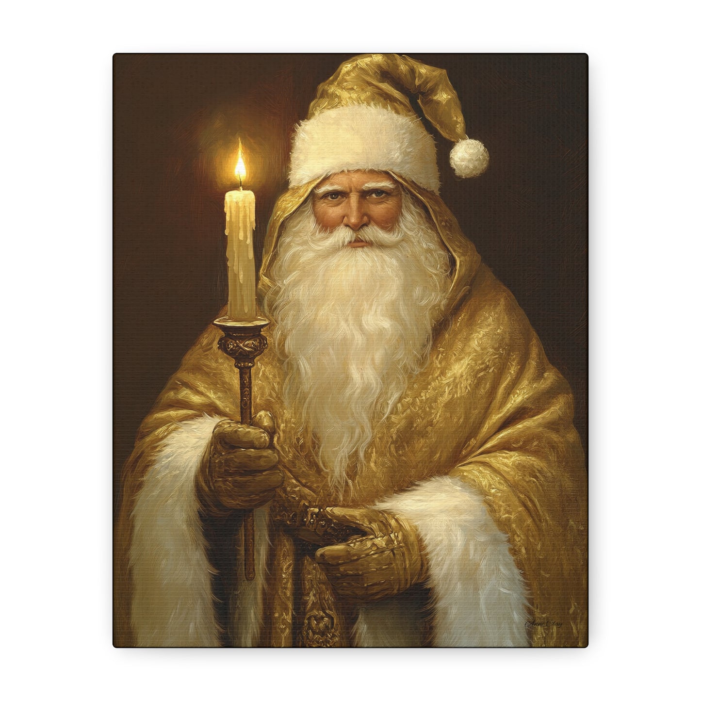 Golden Glow Santa Matte Canvas, Stretched, 1.25"