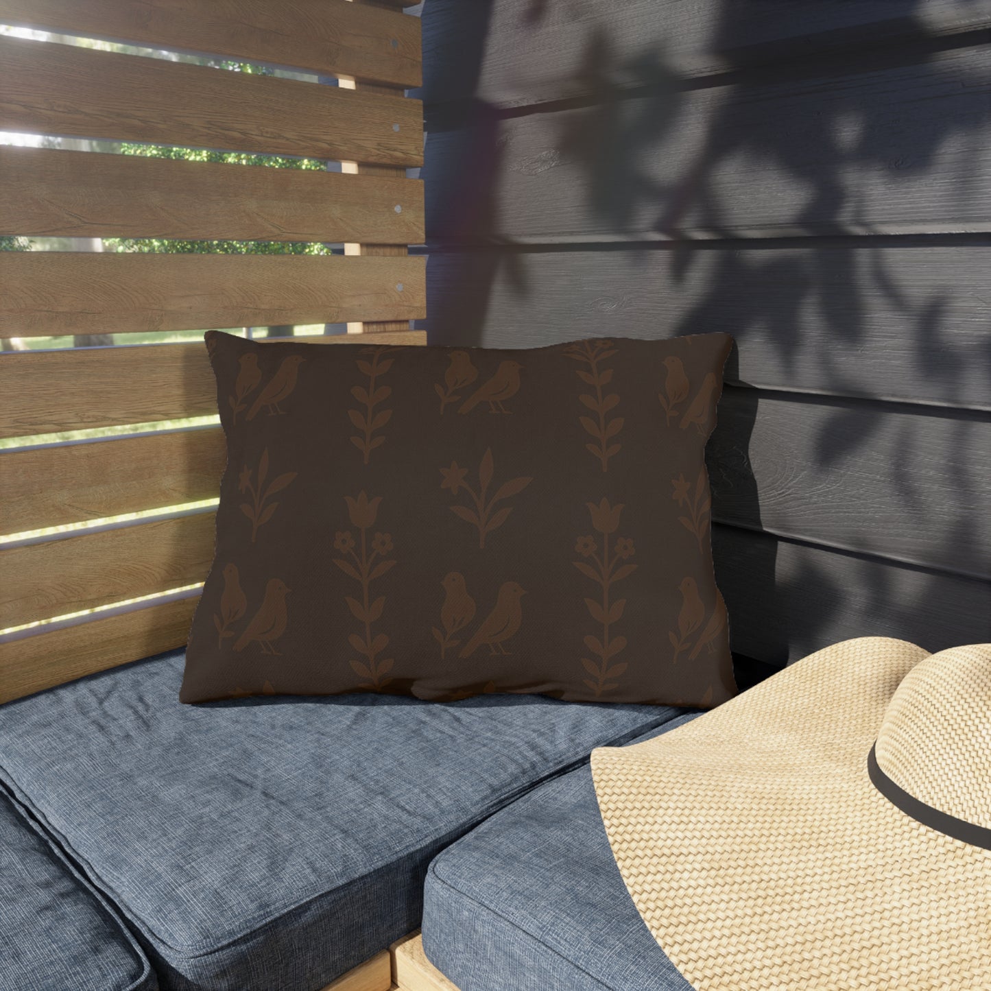 Chic Outdoor Pillows, Cozy Garden Decor, Bird Pattern Cushion, Patio Soft Furnishings, Spring Picnic Accessories, Home Comforts