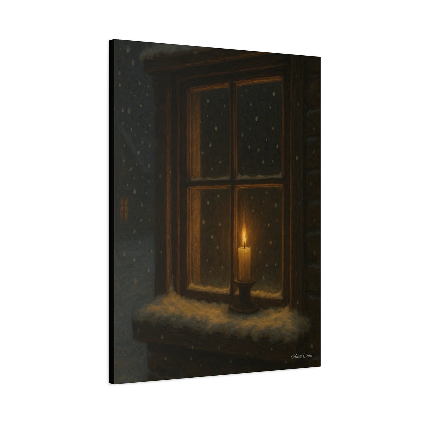 Light in the Darkness Candlelit Winter Scene Canvas Print Christmas, Holiday